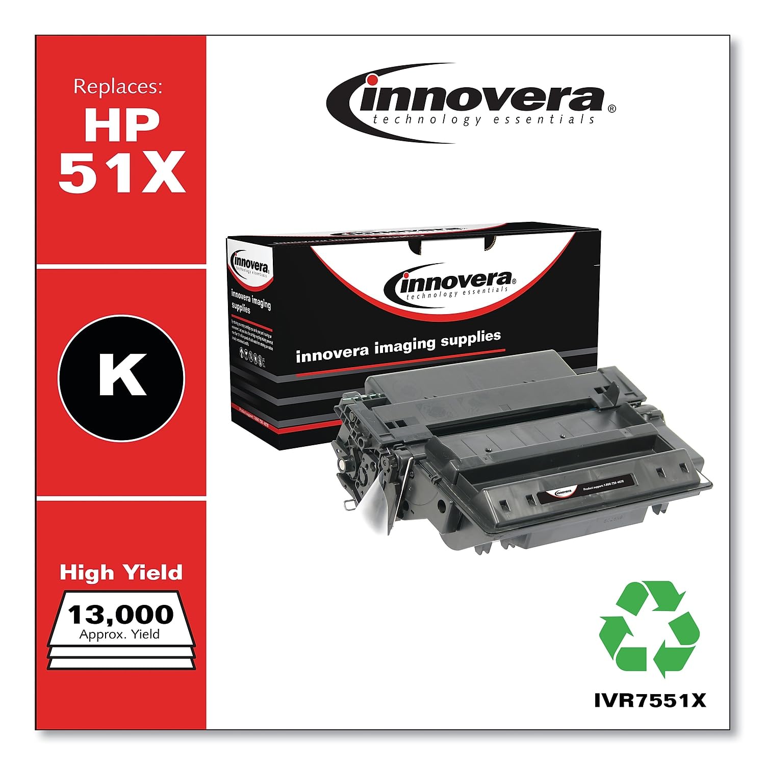 Innovera Remanufactured Black High Yield Toner, Replacement For 51X (Q7551X), 13,000 Page Yield