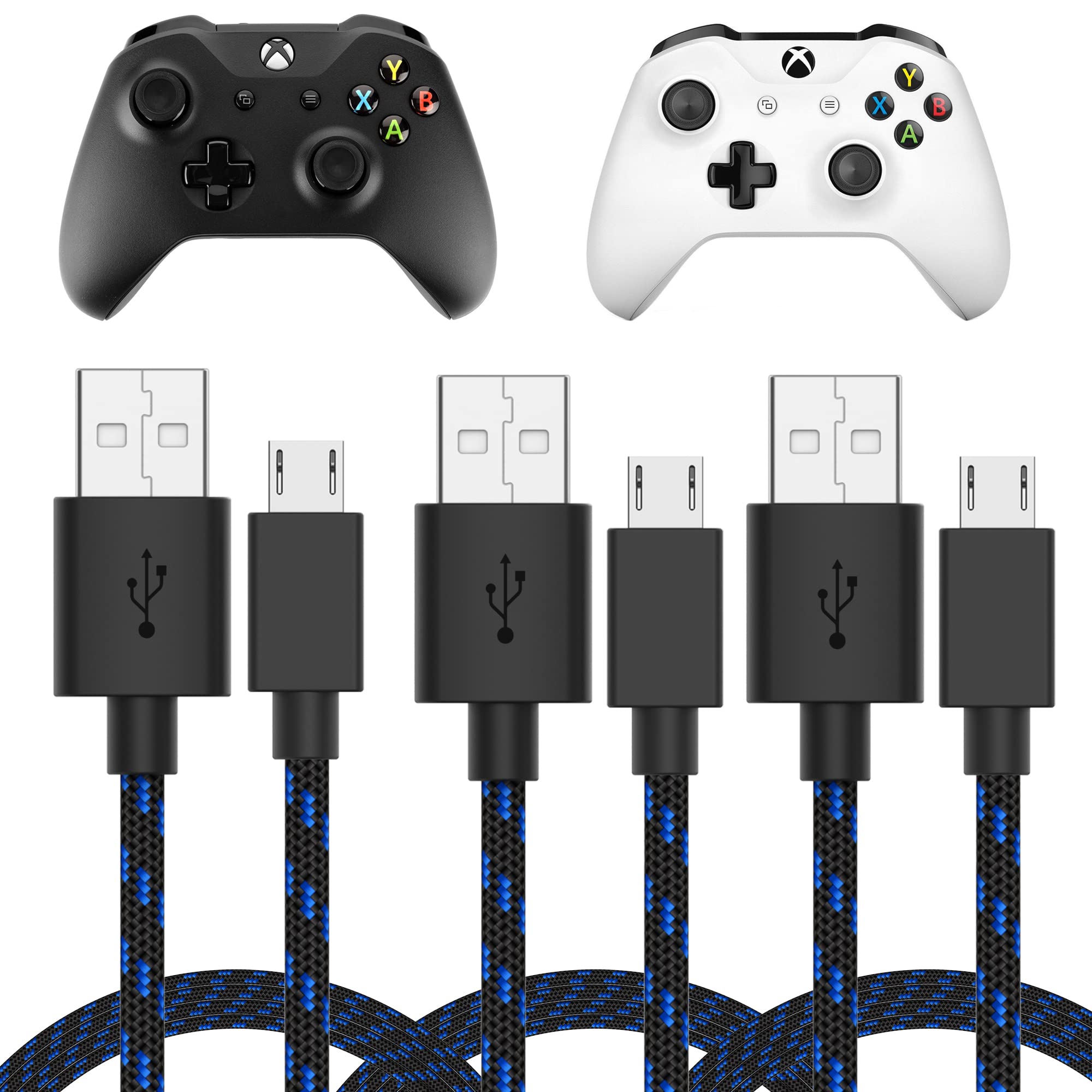 TalkWorks Charging Cable Compatible with Xbox One Controller - 6-Foot Long Fast Charger Cord Micro USB for X-Box 1 - Heavy-Duty,