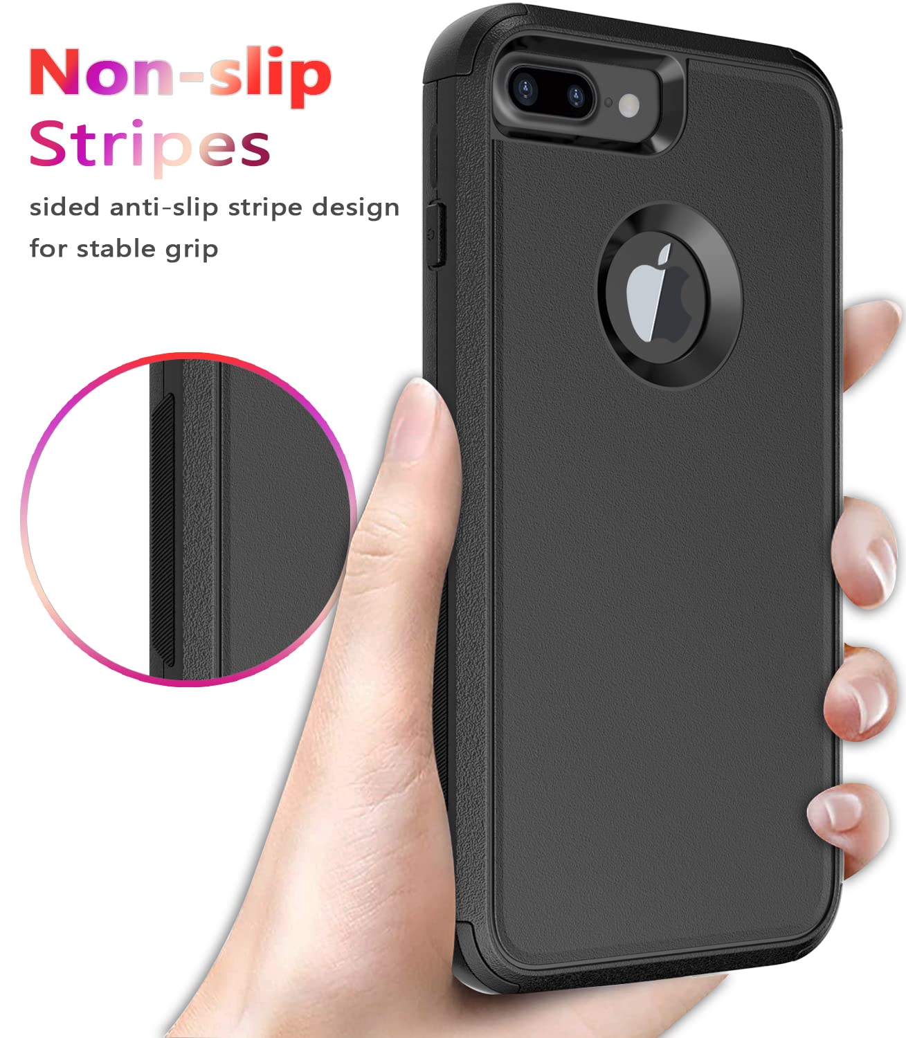 Diverbox Case [Shockproof] [Dropproof] [Dust Proof],Heavy Duty Protection Phone Cover For Apple Iphone 8 Plus & 7 Plus (Black)