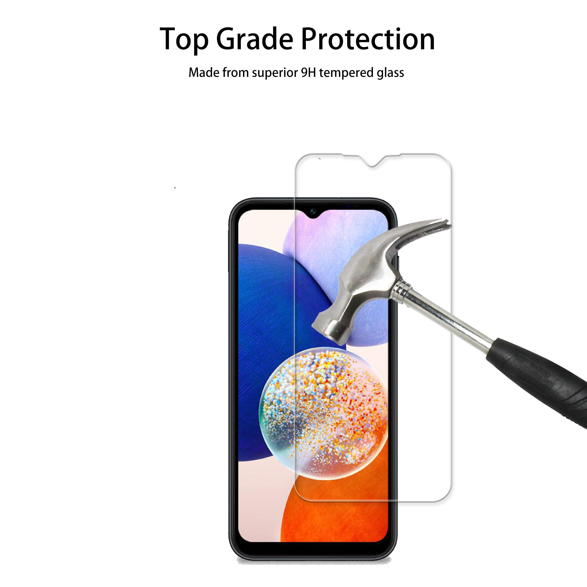 Hkkais Designed For Samsung Galaxy A14 5G Tempered Glass Screen Protector 2 Pack Camera Lens Protector Film 2 Pack