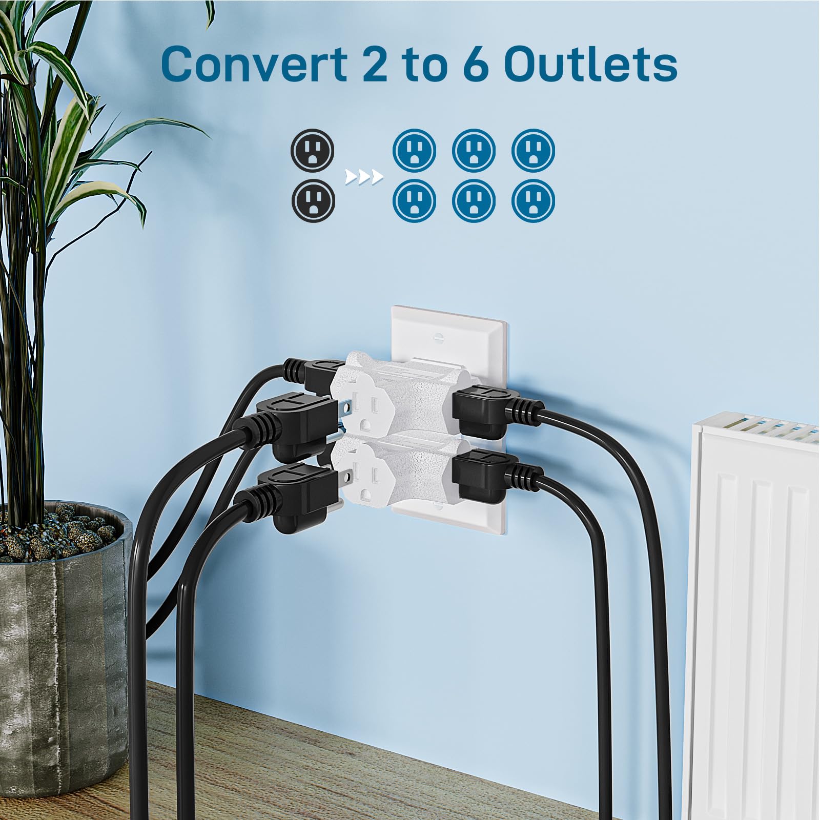K Kasonic   3 Outlet Grounding Adapter, [Ul Listed] Plug Extender, Heavy Duty Grounded Power Tap   3 Pack (White)
