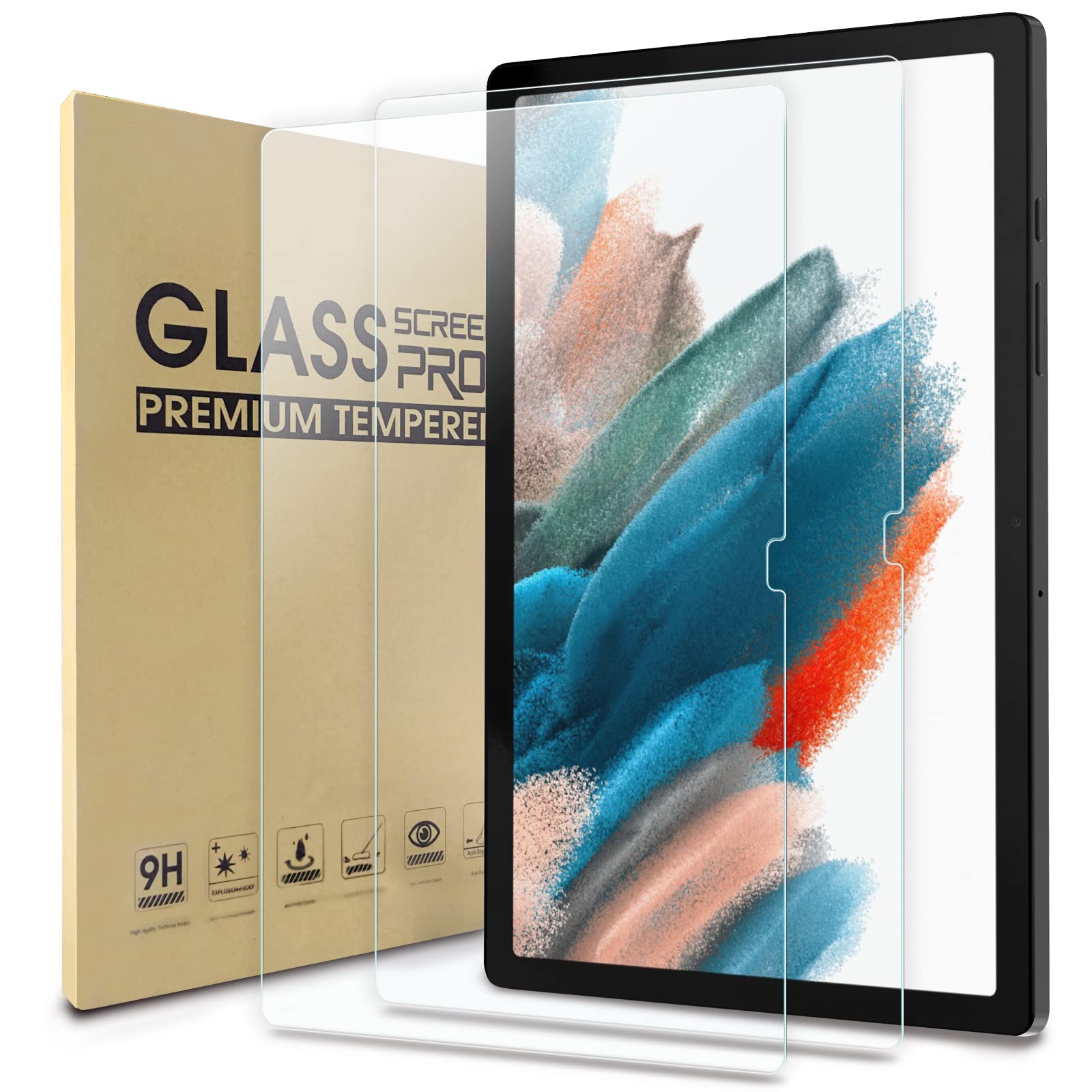 Wd&Cd 2 Pack Screen Protector Compatible With Samsung Galaxy Tab A8 10.5 2021, Tempered Glass Film Replacement For Galaxy Tab A8