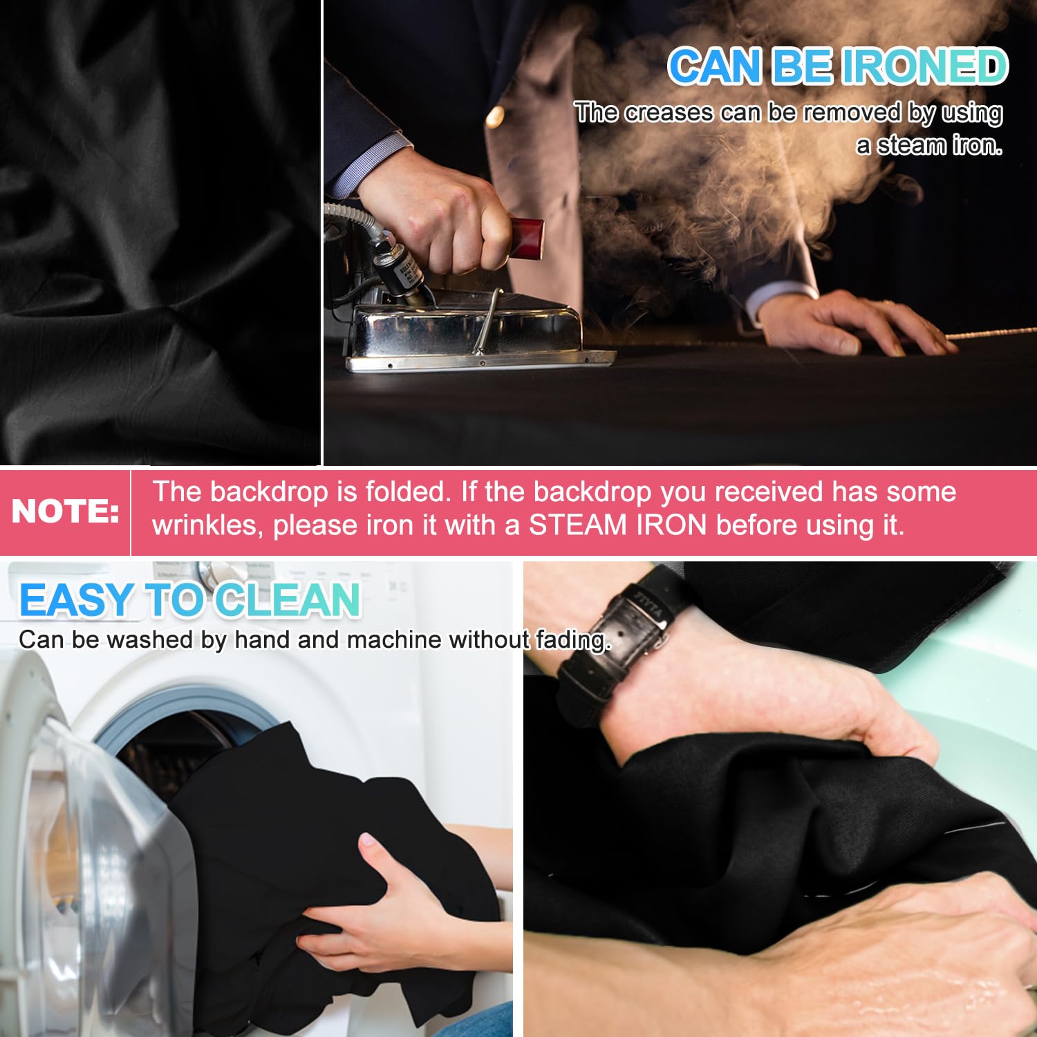 Jebutu Black Backdrop Background With Stand For Photoshoot, 5X6.5Ft Black Photo Backdrop Curtain Cloth With Background Support S