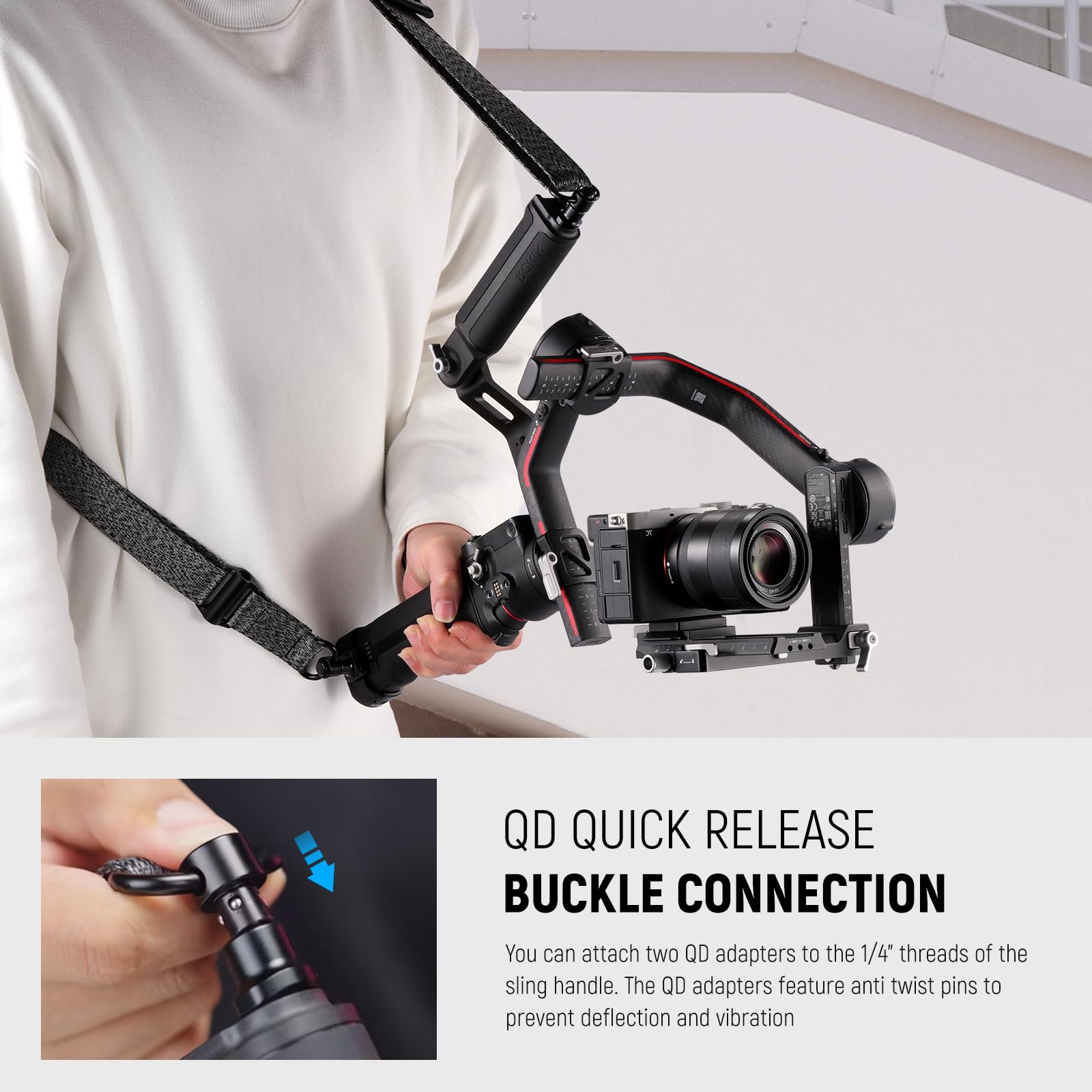 Neewer Rs4 Rs3 Gimbal Shoulder Strap, Weight Reducing Padded Adjustable Strap With Baseplate Quick Release Qd Buckle Compatible