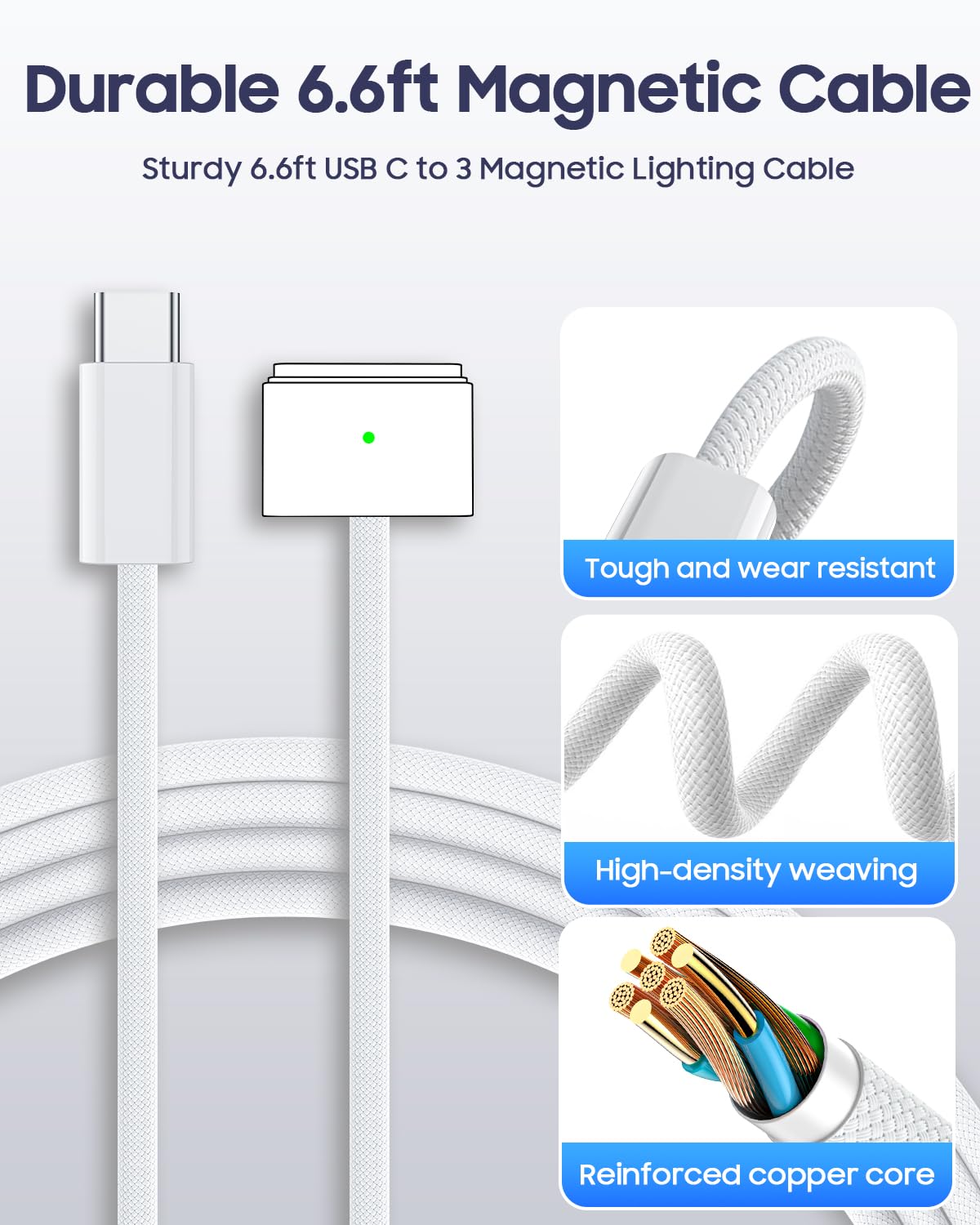 140W Mac Book Pro Charger, Kisscall Usb C Charger Fast Charger Power Adapter With 6.6Ft Usb C To Magnetic 3 Cable For Macbook Pr