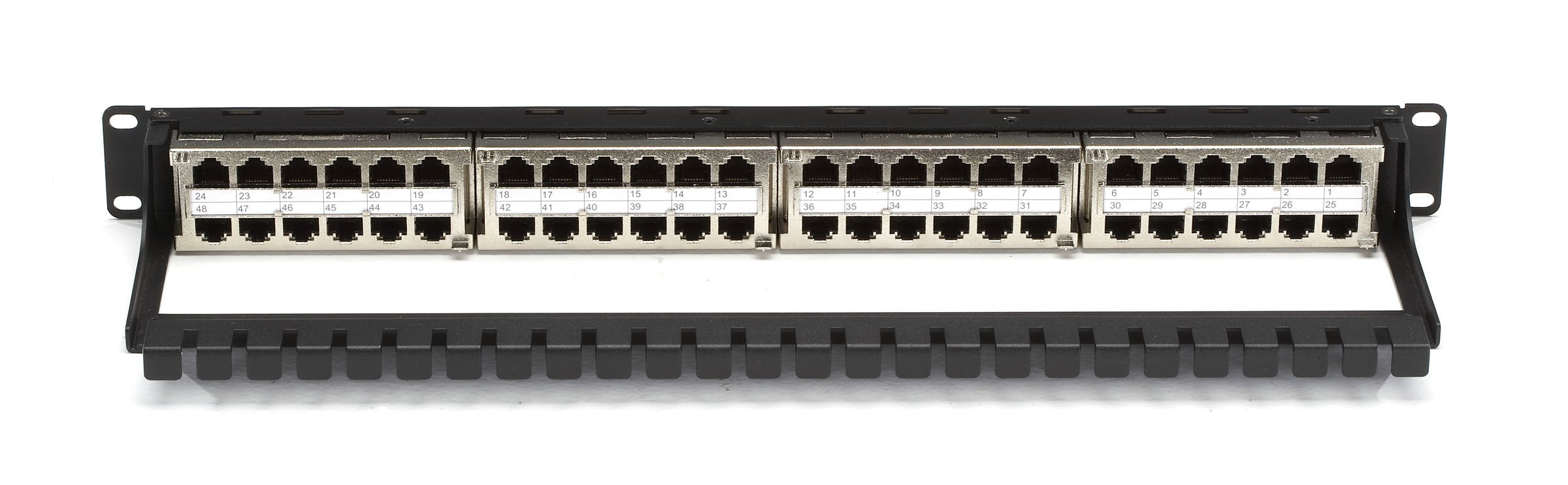 Black Box Spacegain Cat6 High Density Feed Through Patch Panel, Shielded, 48 Port, 1U   48 X Rj 45   48 Port[S]   48 X Rj 45   4