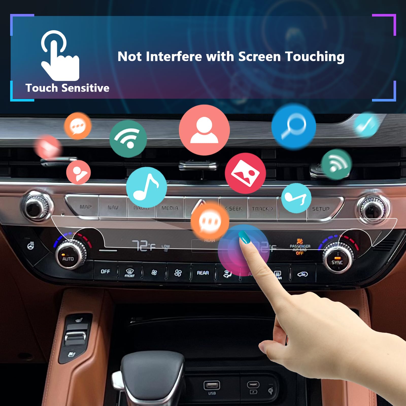 Sxcy For 2023 2024 Kia Telluride Screen Protector Air Conditioning For 2024 Kia Telluride Accessories [2Pcs Nano Soft] 2023 2024 Telluride Ac Screen