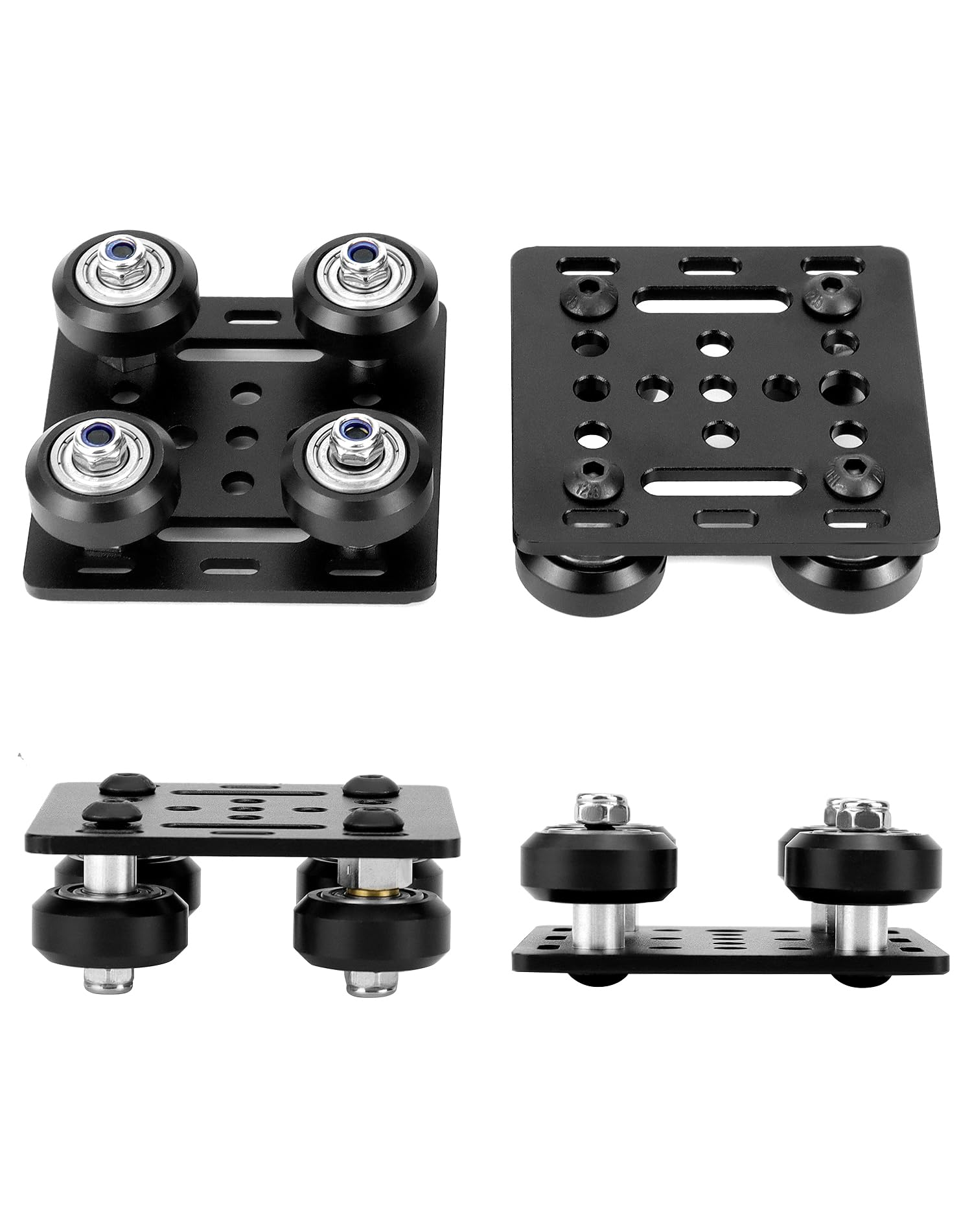 Qwork Small V Wheel Plate, 2 Pack Gantry Rod Plate With Wheel, 65Mm X 65Mm For 2020V Aluminum Profile Plate, Cnc And 3D Printer