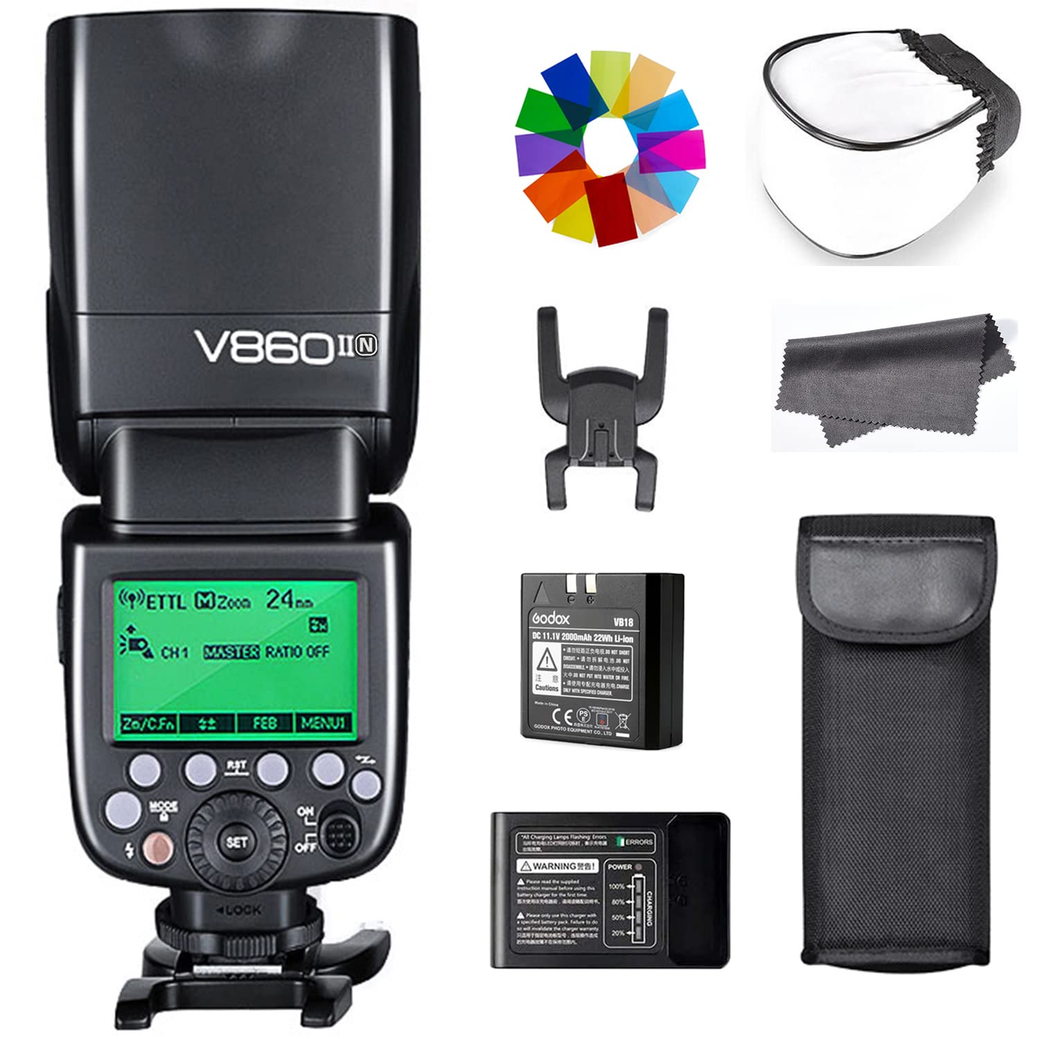 Godox V860Ii N Ttl Flash 2.4G Gn60 1/8000S High Speed Sync Speedlite 650 Full Power Flashes Compatible With Nikon D800 D700 D710