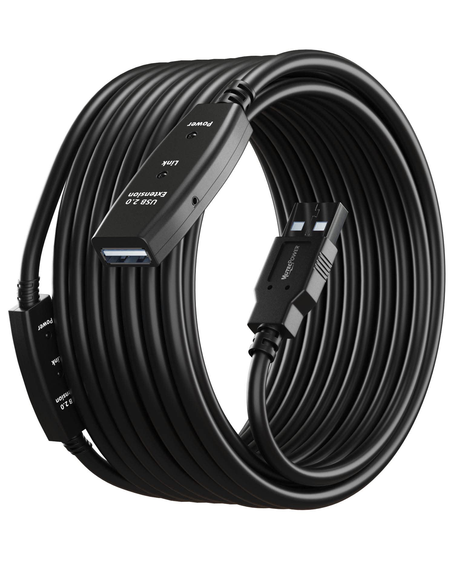 Mutecpower 50 Feet Active Usb Extension Cable 2.0 Male To Female With 2 Extension Chipsets Signal Booster   Active Extension/Rep