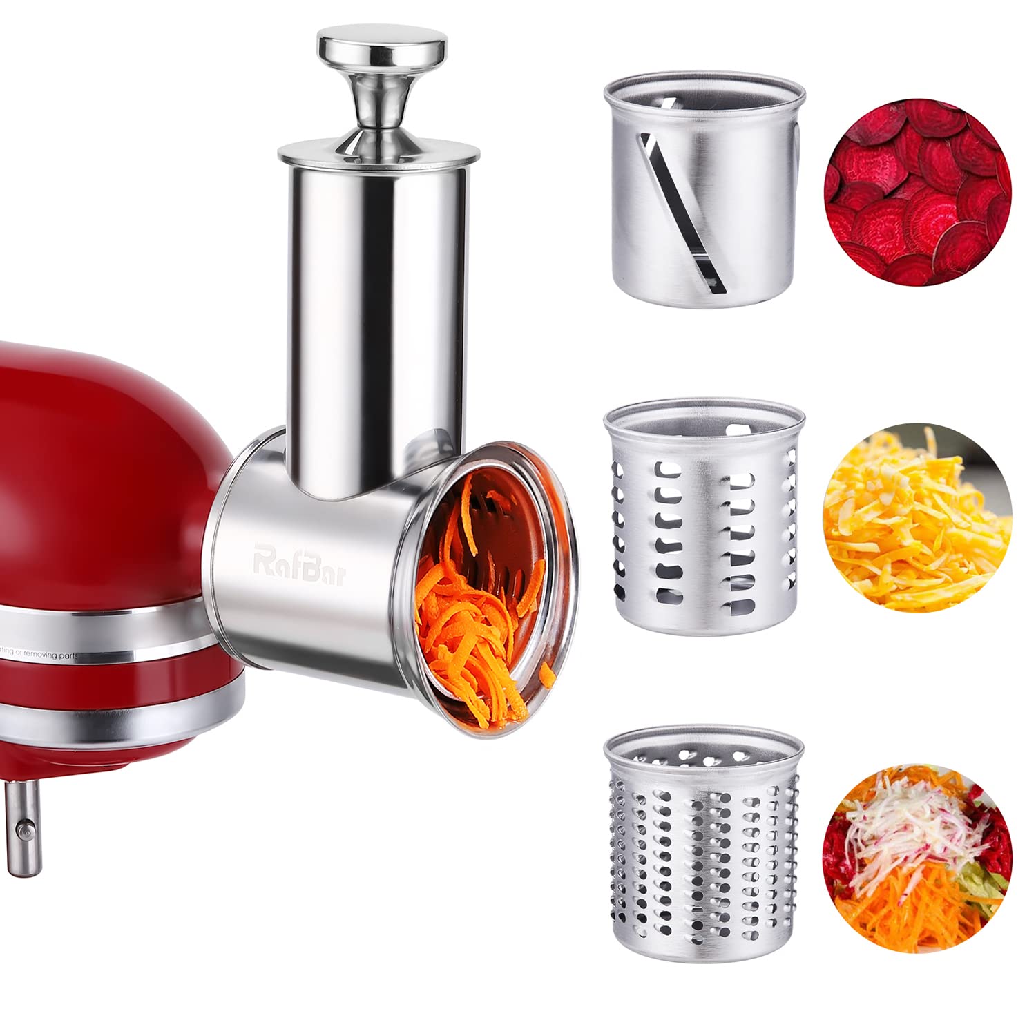 Stainless Steel Slicer Shredder Attachments For Kitchenaid Stand Mixers, Dishwasher Safe, Large Vegetable Cheese Grater Slicer A