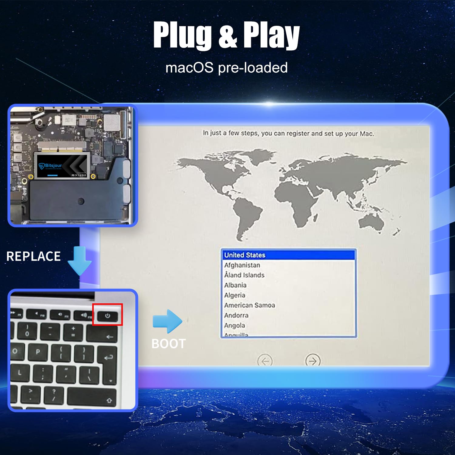 Bitsjour 512Gb Nvme Ssd Upgrade For 2016 2017 Macbook Pro 13'' A1708 Emc 2978/3164 No Touchbar Model, Mac Interfacce No Adapter,