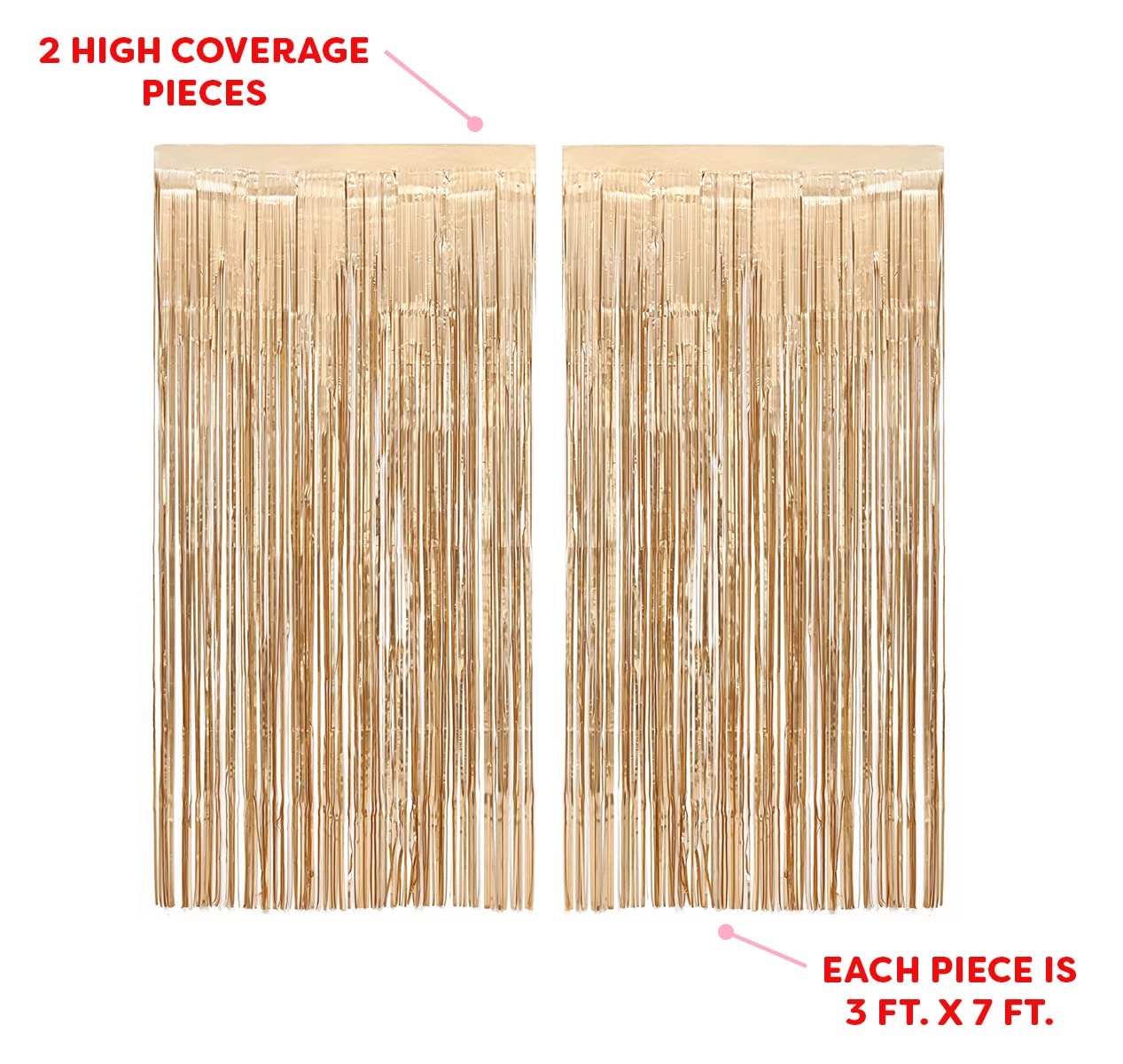 Xo, Fetti Party Decorations Matte Gold Fringe Foil Curtain   Set Of 2 | Bachelorette, Bridal Shower Backdrop, Wedding, Birthday