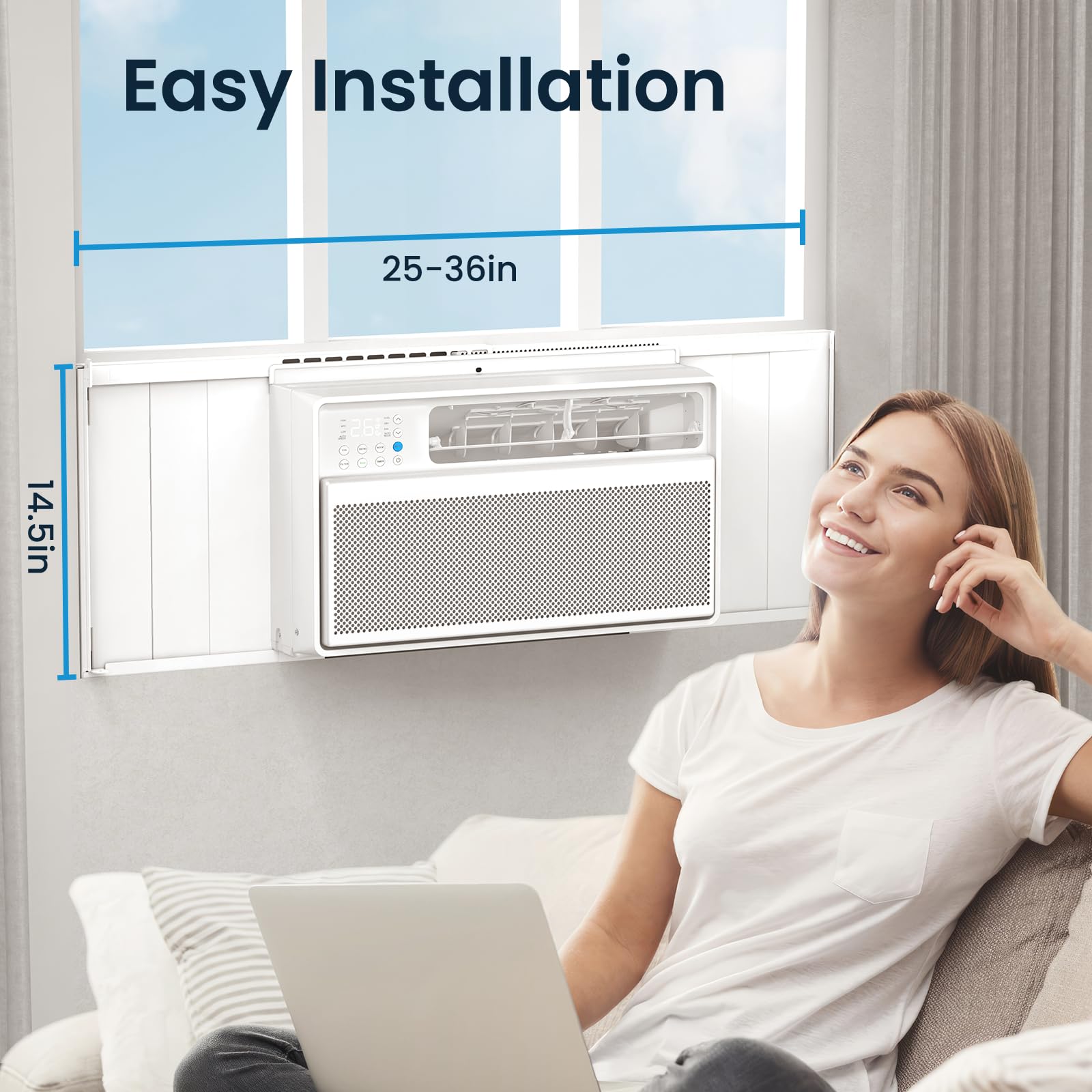 Zafro 12000Btu Window Air Conditioners Cool Up To 550 Sq. Ft,2 Cooling & 4 Fan Speeds,Ultra-Quiet, Remote Control, Sleep Mode &