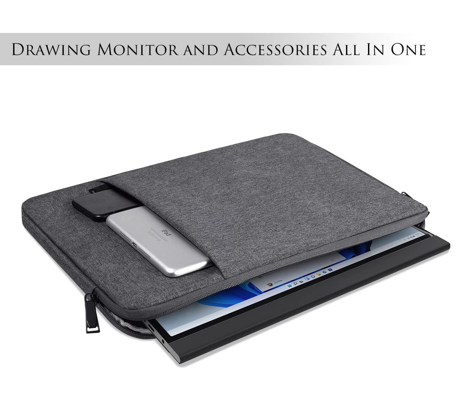 18.5 Inch Portable Monitor Case For Innoview Uperfect Arzopa Most Large 18/18.5 Inch Portable Monitor Pouch Sleeve Bag With Pock