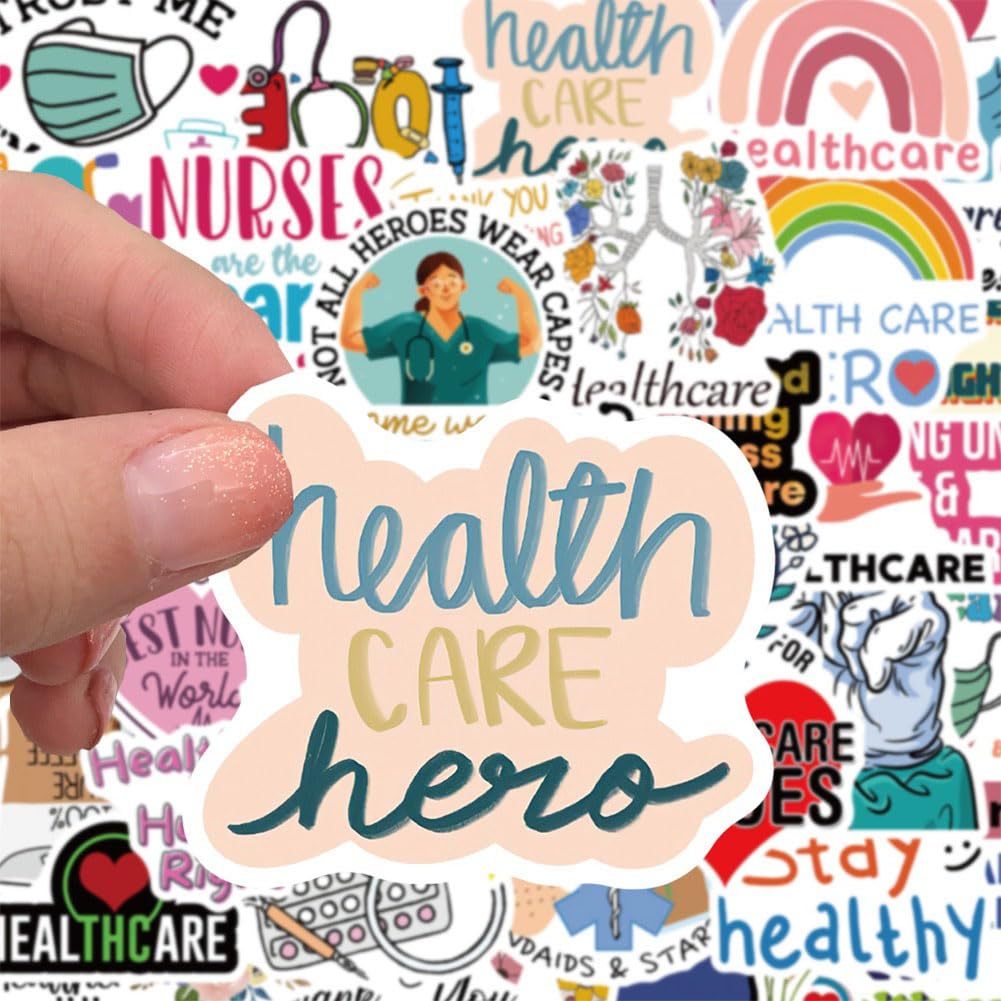 Health Care Stickers |50Pcs Healthcare Waterproof Vinyl Decals For Water Bottles Laptop Luggage Cup Computer Mobile Phone Skateb