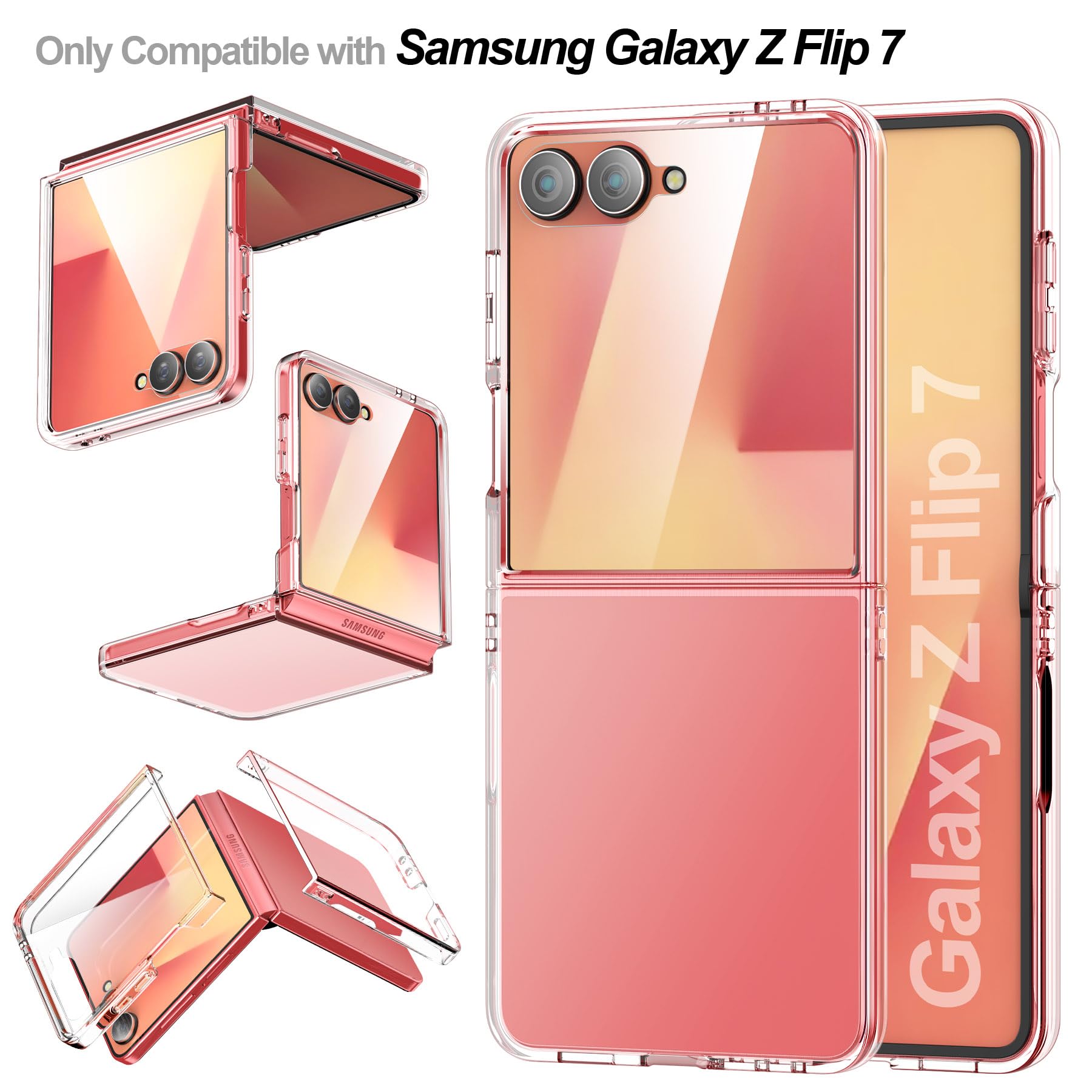 Foluu Slim Fit Case For Samsung Galaxy Z Flip 7, With Front Built-In Screen Protector, Hard Pc Back Protective Cover For Samsung