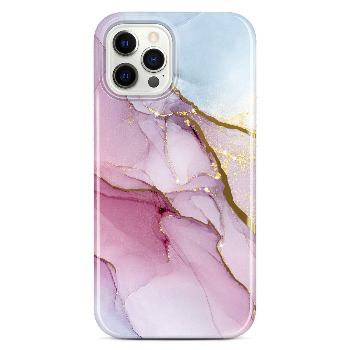 Jiaxiufen Shiny Gold Electroplated Glitter Iphone 12 Case Iphone 12 Pro Case Marble Slim Shockproof Tpu Soft Rubber Silicone Cov
