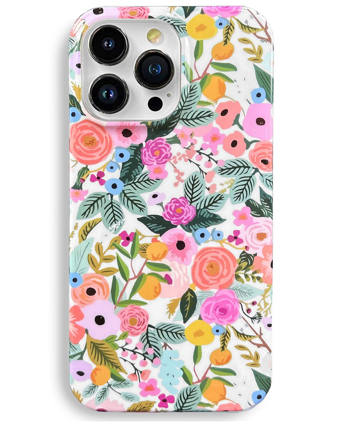 J.West Compatible With Iphone 14 Pro Max Case Soft Shockproof Cute Floral Phone Protective Cover For Women, Garden Flower Patter