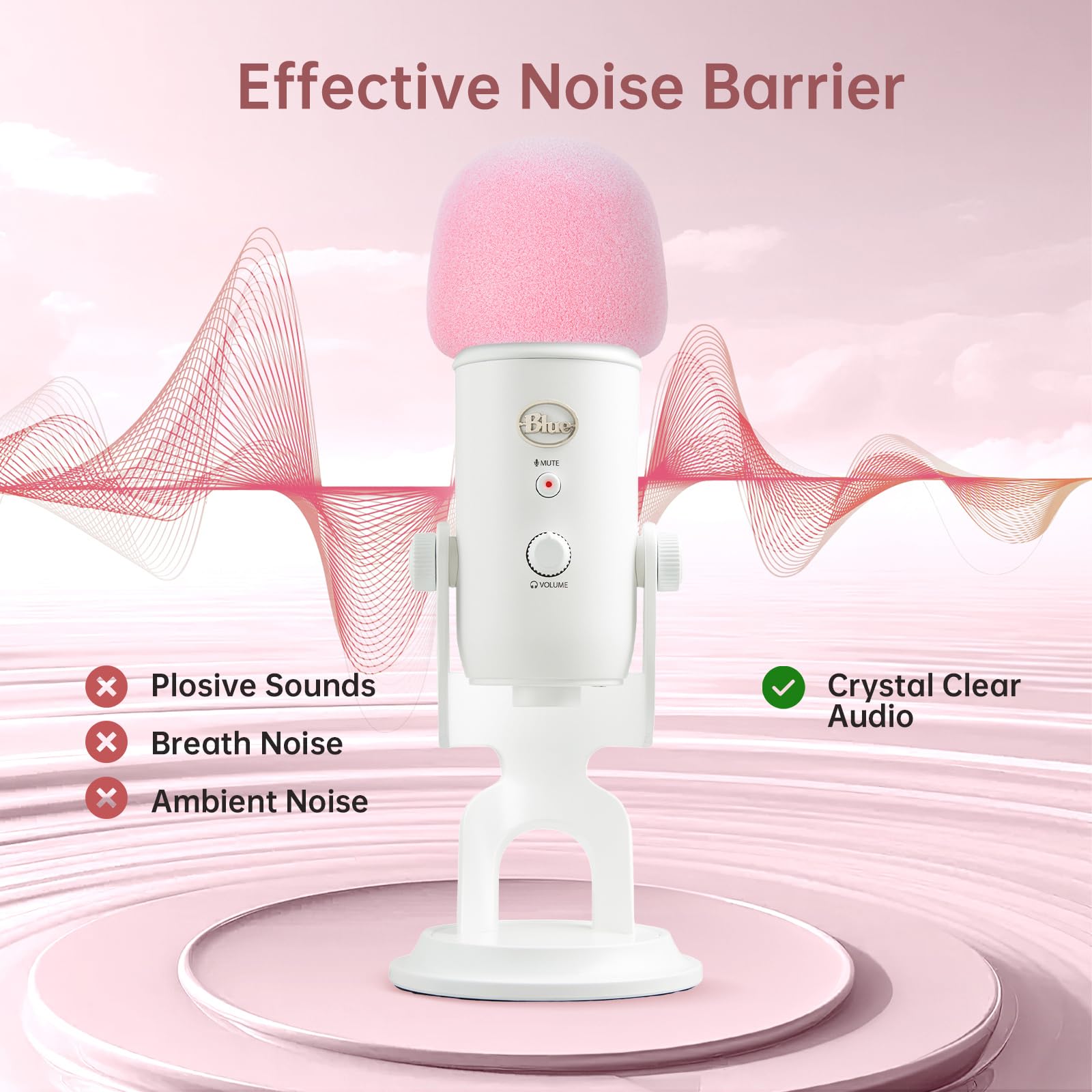 Phantaccy Pop Filter/Windscreen For Blue Yeti And Yeti Pro Microphones, Foam Mic Cover For Filtering Plosives And Hissing Noise