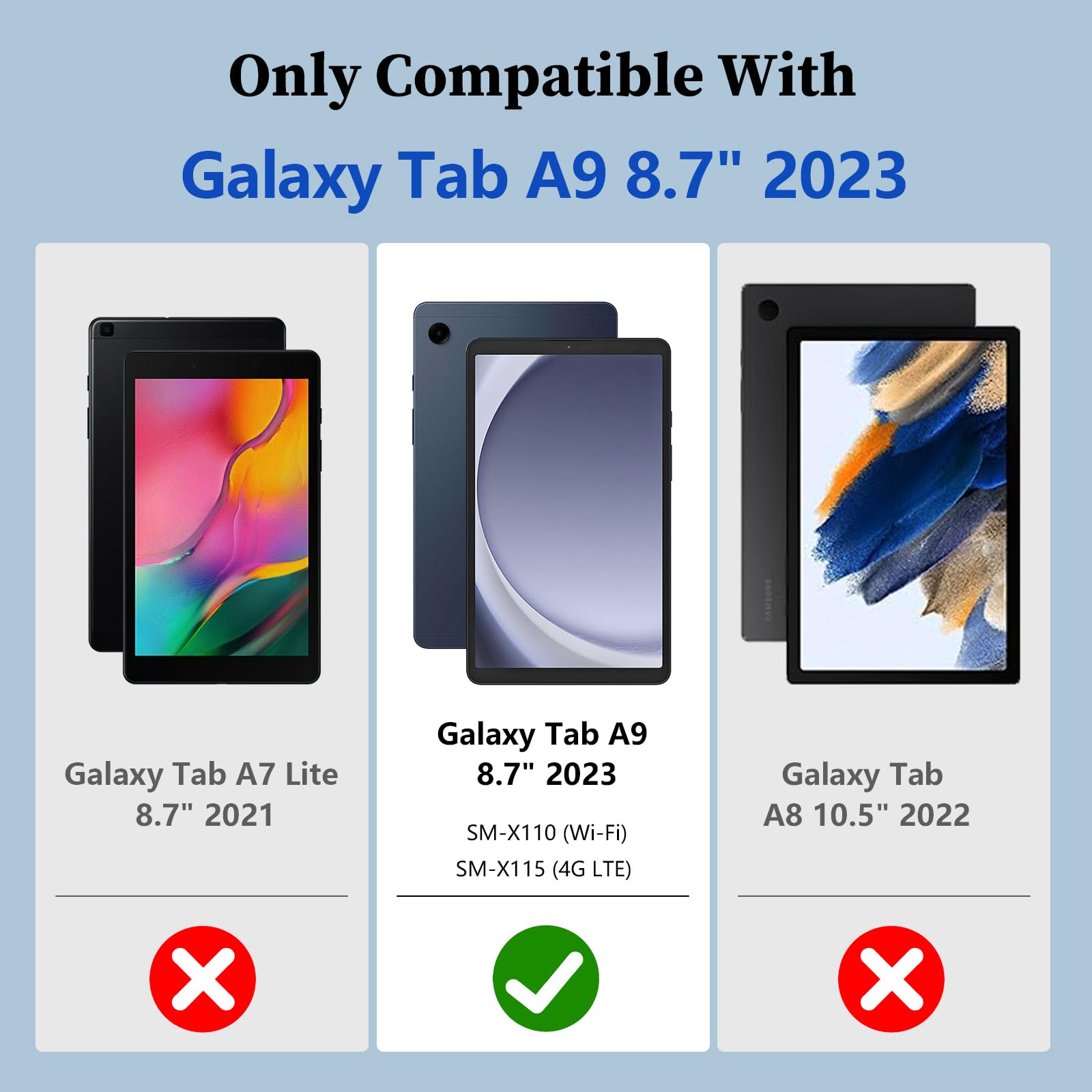 Hogenl Cover For Samsung Galaxy Tab A9 8.7 Inch Case For Kids Girl, Galaxy Tab A9 2023 Released With Butterfly Stand Shoulder St