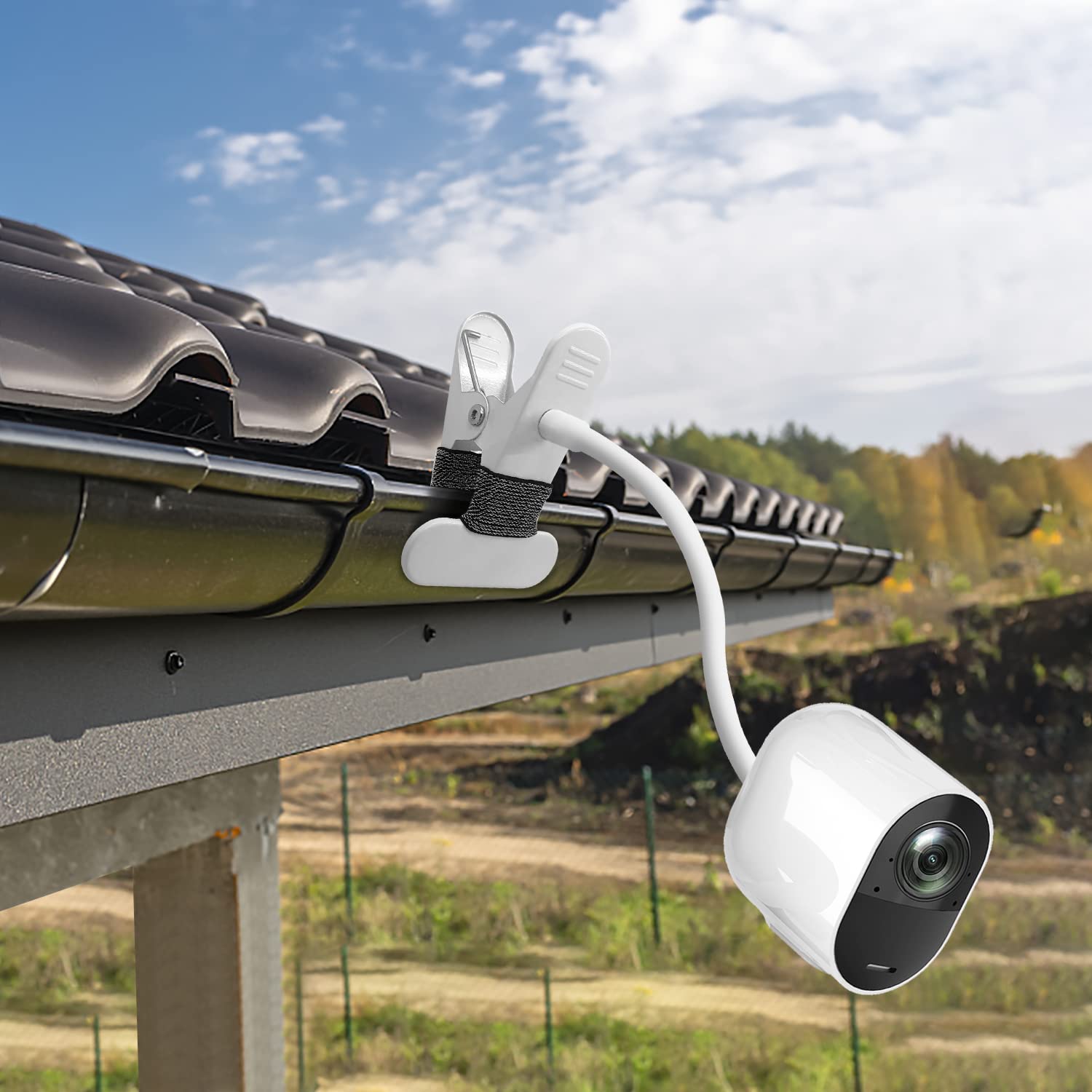 Aoztsun 2Pack Flexible Clamp Mount Compatible With Arlo Cam, Arlo Pro/Pro 2/Pro 3/Ultra/Ultra 2, & Others Flexible Gooseneck Mounting Bracket No Tools Or Wall Damage Required (White)