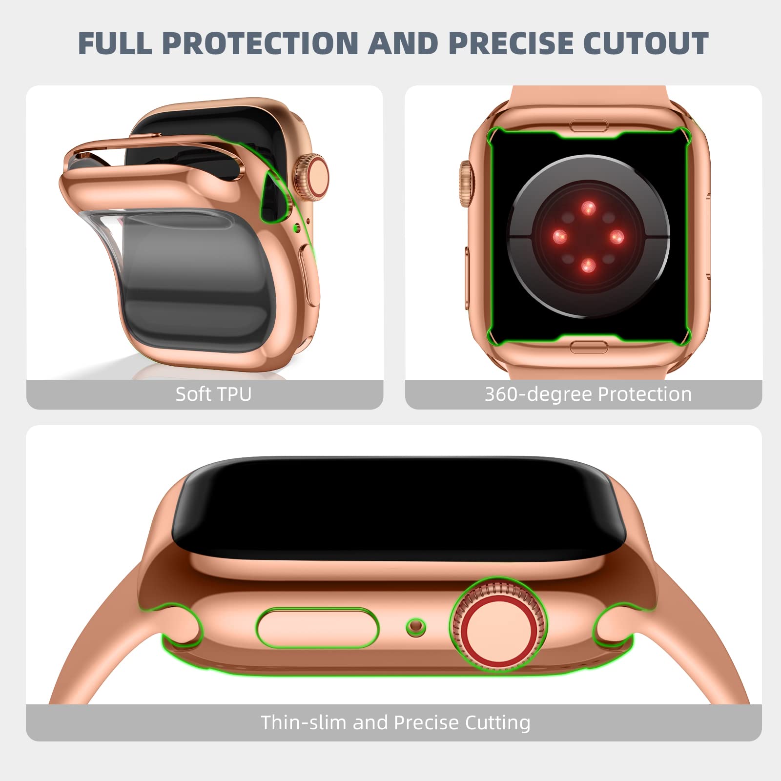 Geak 3 Pack Compatible With Apple Watch Case 45Mm,Soft High Sensitivity Tpu Cover For Apple Watch Screen Protector 45Mm With Ant