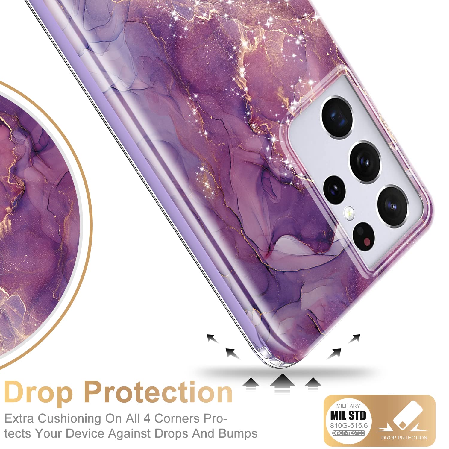 Esdot For Samsung Galaxy S21 Ultra Case,Military Grade Passing 21Ft Drop Test,Rugged Cover With Fashion Designs For Women Girls,