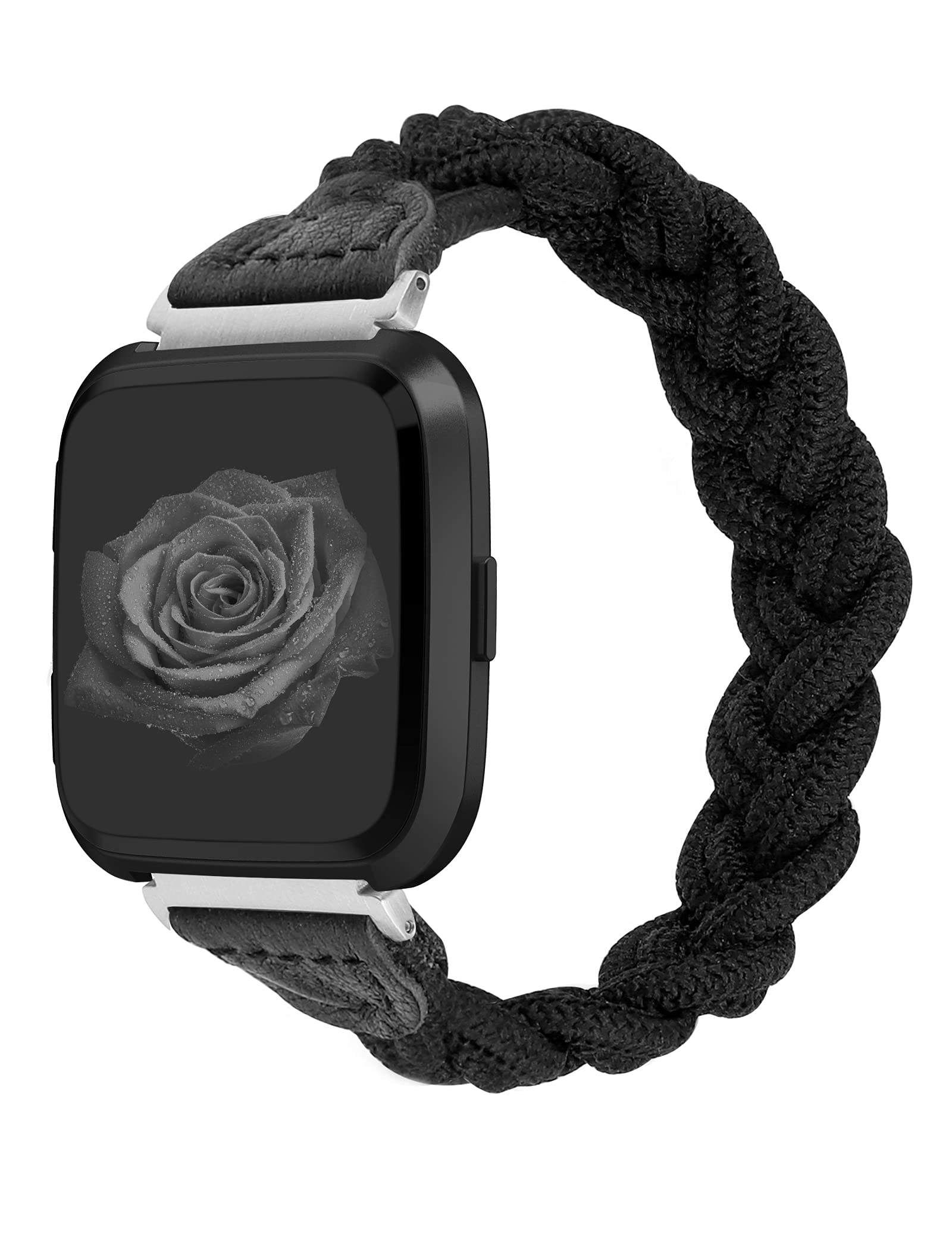 Wearlizer Compatible With Fitbit Versa 2/Lite Bands for Women, Cute Elastic Braided Wristband Strap Stretchy Loop Bracelet Acces