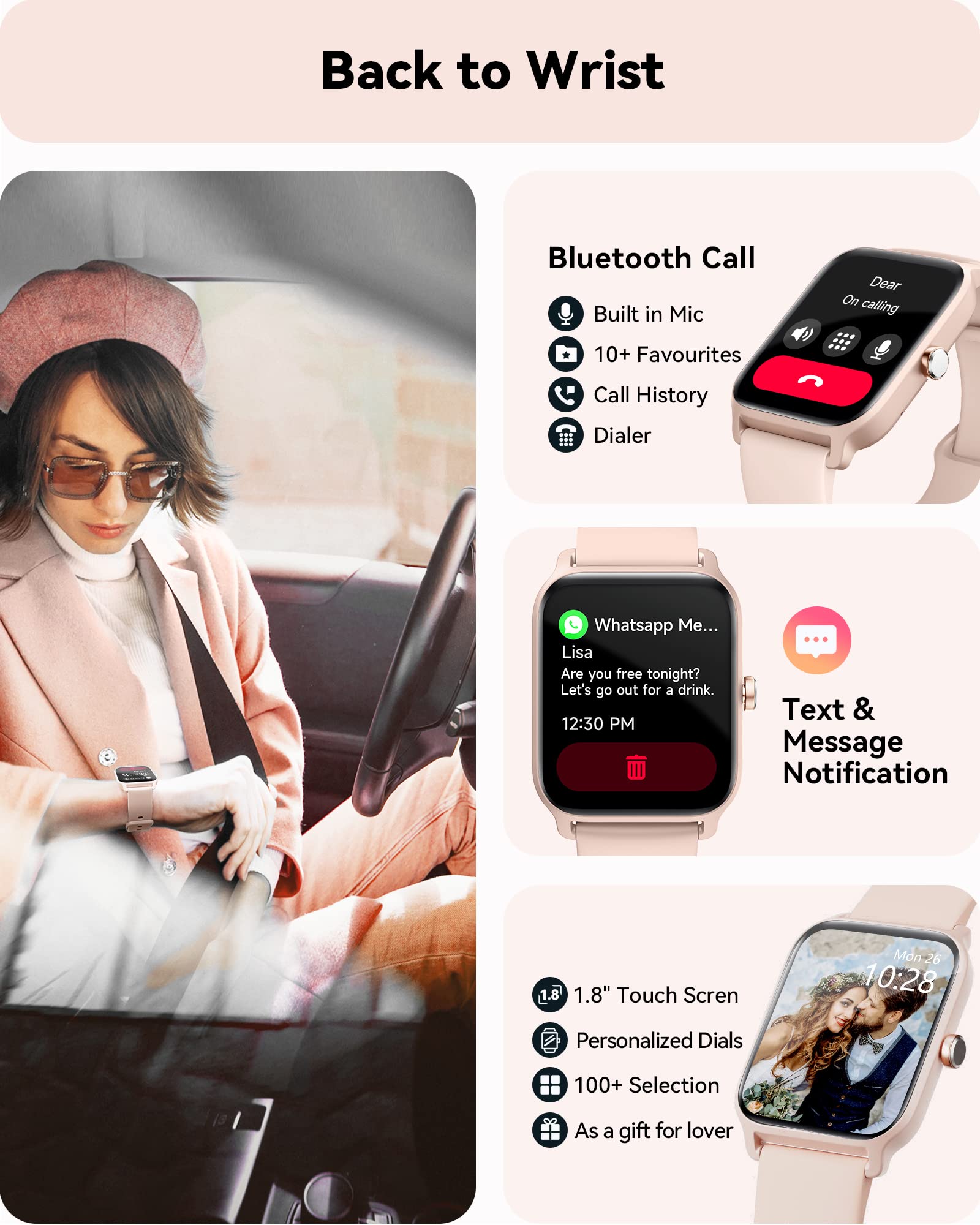 Smart Watch For Women,1.8''Fitness Watch(Answer/Make Call),Alexa Built In, [24H Heart Rate Sleep Blood Oxygen Monitor],5Atm Wate