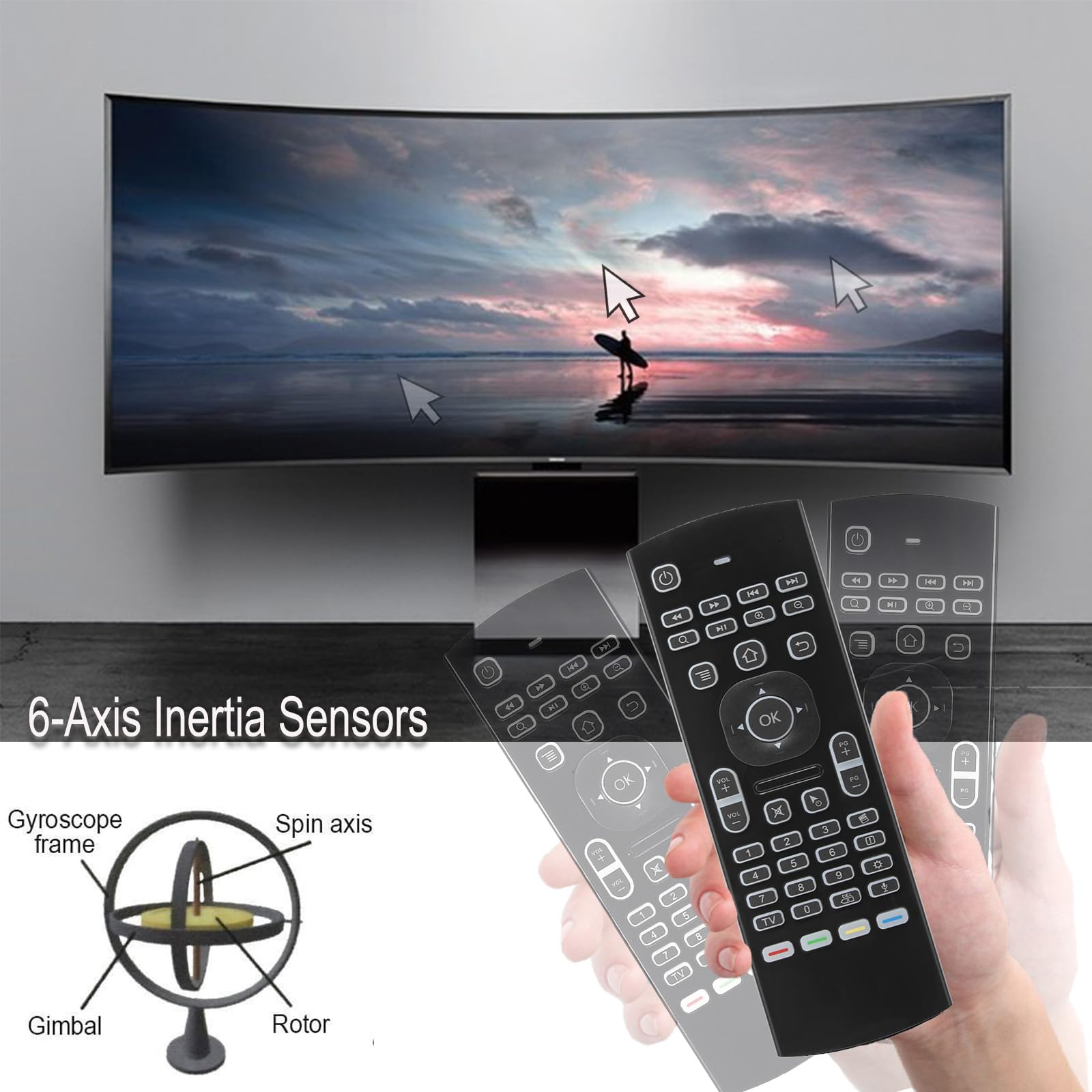Mx3 Air Mouse Voice Remote Control, 2.4G Multifunctional Blacklight Mini Wireless Keyboard Air Mouse Remote For Android Smart Tv