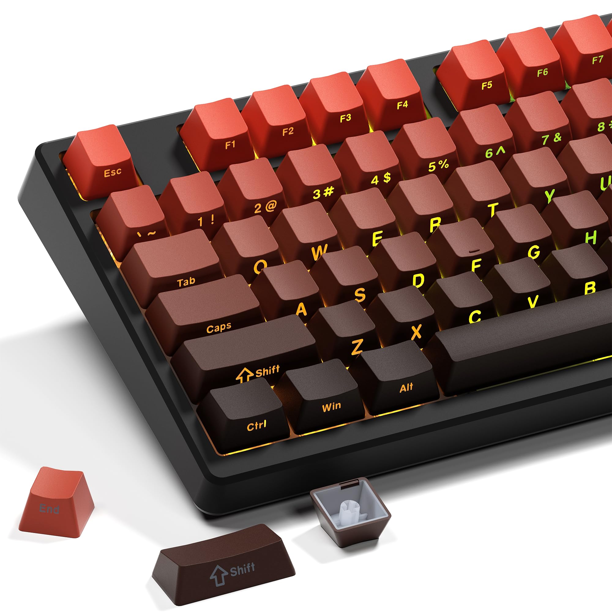 Xvx Side Print Keycaps   Shine Through Keycaps, Pbt Double Shot Custom Keycap Set, 136 Keys Gradient Red Keycaps, Oem Profile Ke