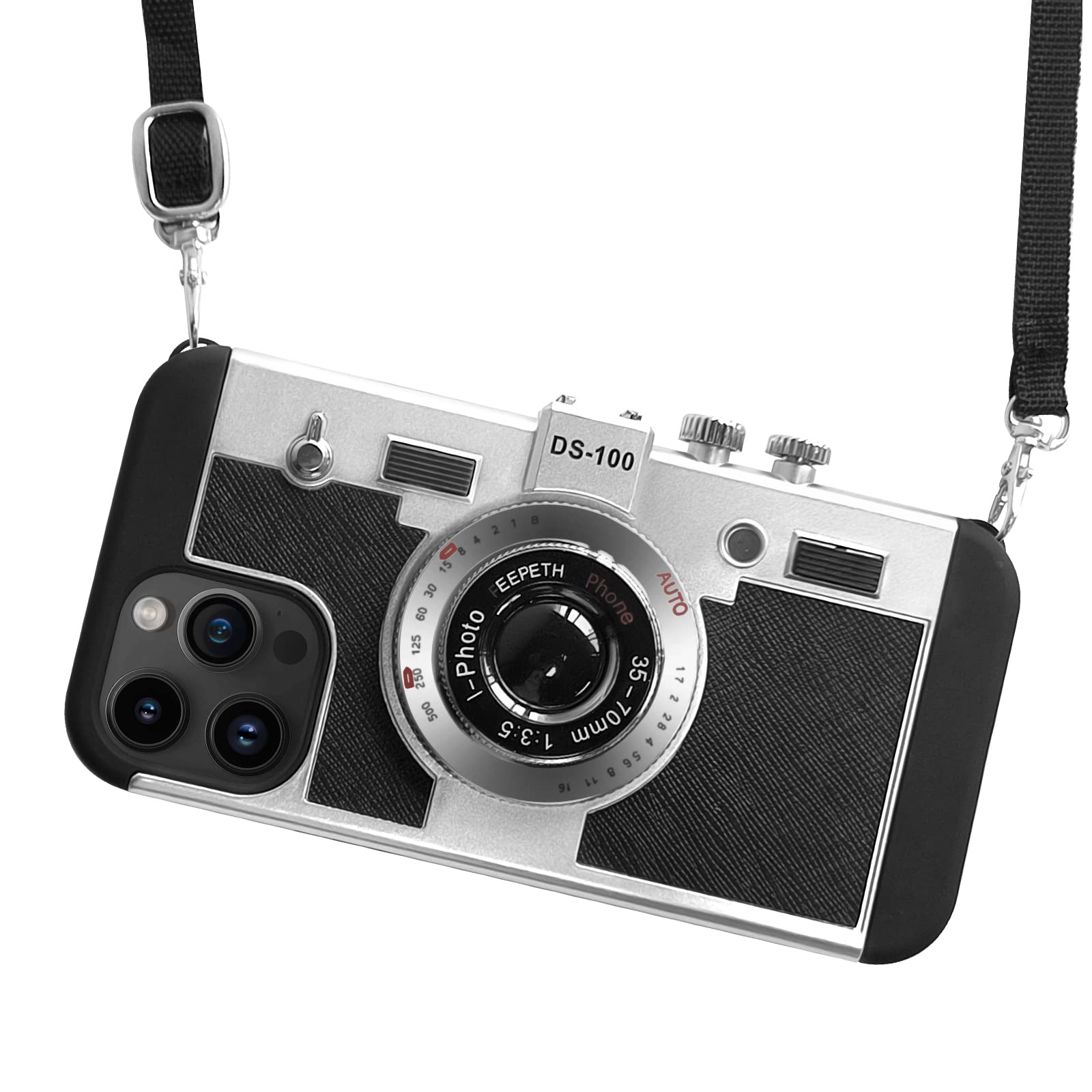 Unnfiko Emily In Paris Phone Cases For Iphone 15 Pro Max, Cute Camera Design, 3D Vintage Camera Cover Phone Case With Wrist Stra