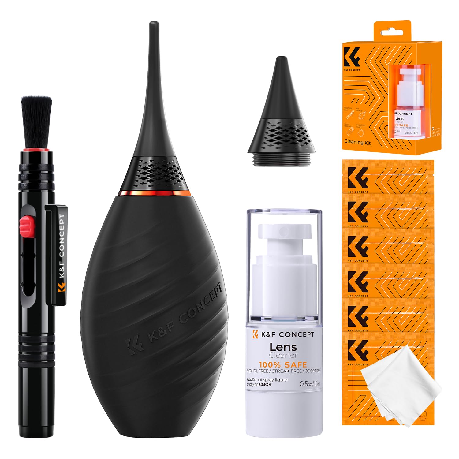 K&F Concept 10 In 1 Camera Lens Cleaning Kit For Dslr Camera Lens Filter Cell Phones With Advanced Silicone Air Blower*1+Short N