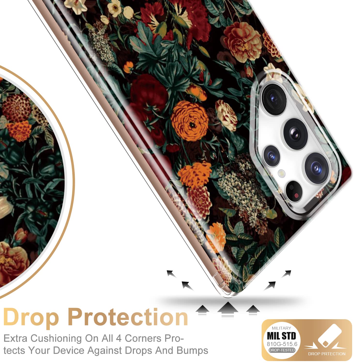 Esdot For Samsung Galaxy S22 Ultra Case,Military Grade Passing 21Ft Drop Test,Rugged Cover With Fashion Designs For Women Girls,