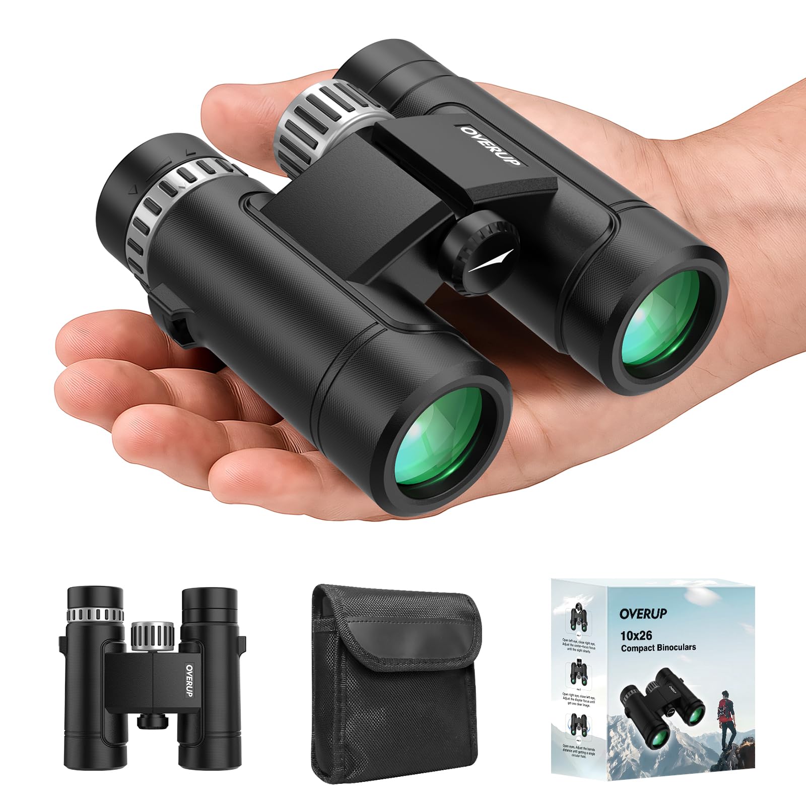 10x26 Compact Binoculars for Kids and Adults,Mini Binoculars for Kids Lightweight,BAK4 Prism,FMC Lens,Waterproof Binocular with 