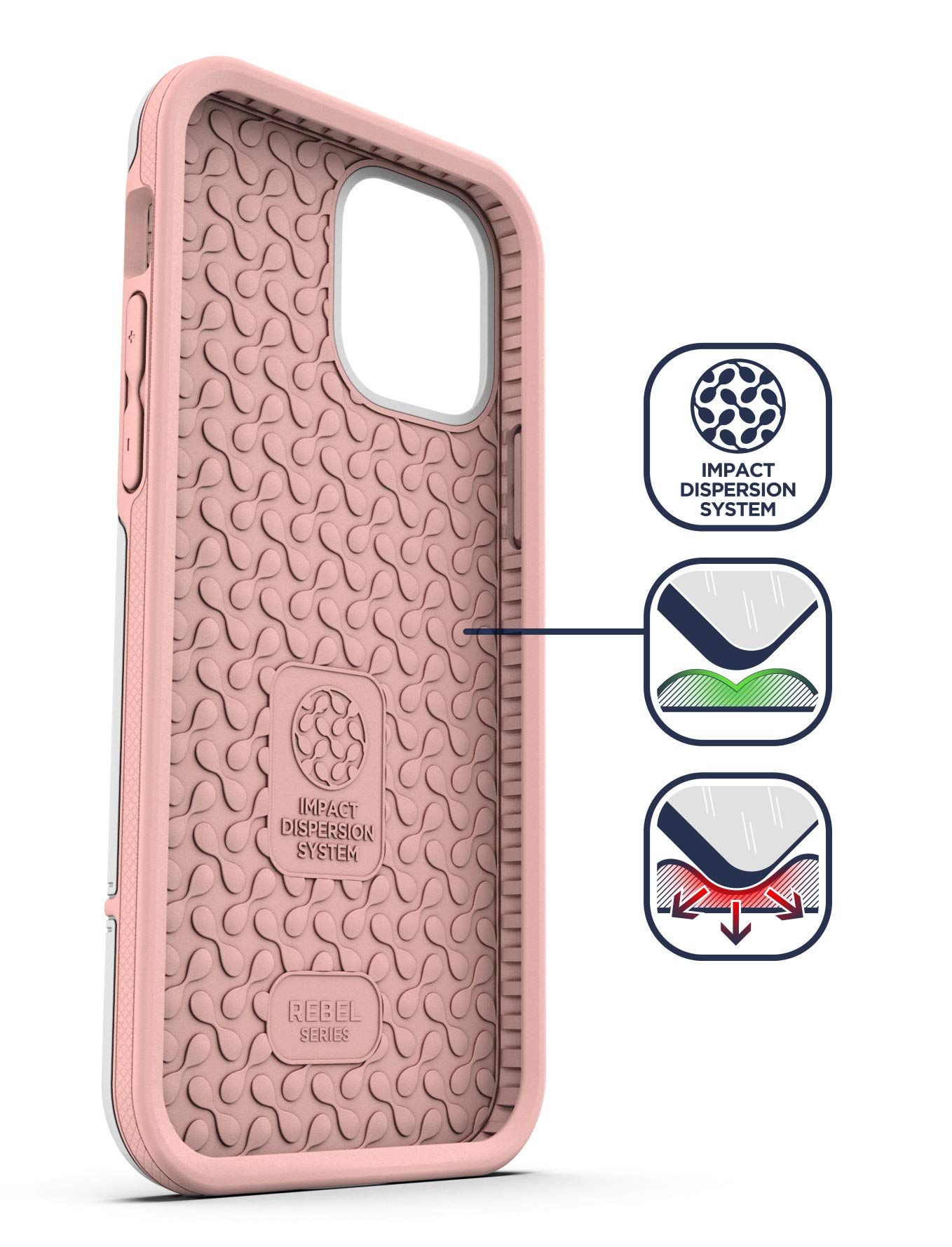 Encased Protective Rebel Series Compatible With Iphone 12 Mini Case Heavy Duty Full Body Rugged Cover - White/Pink