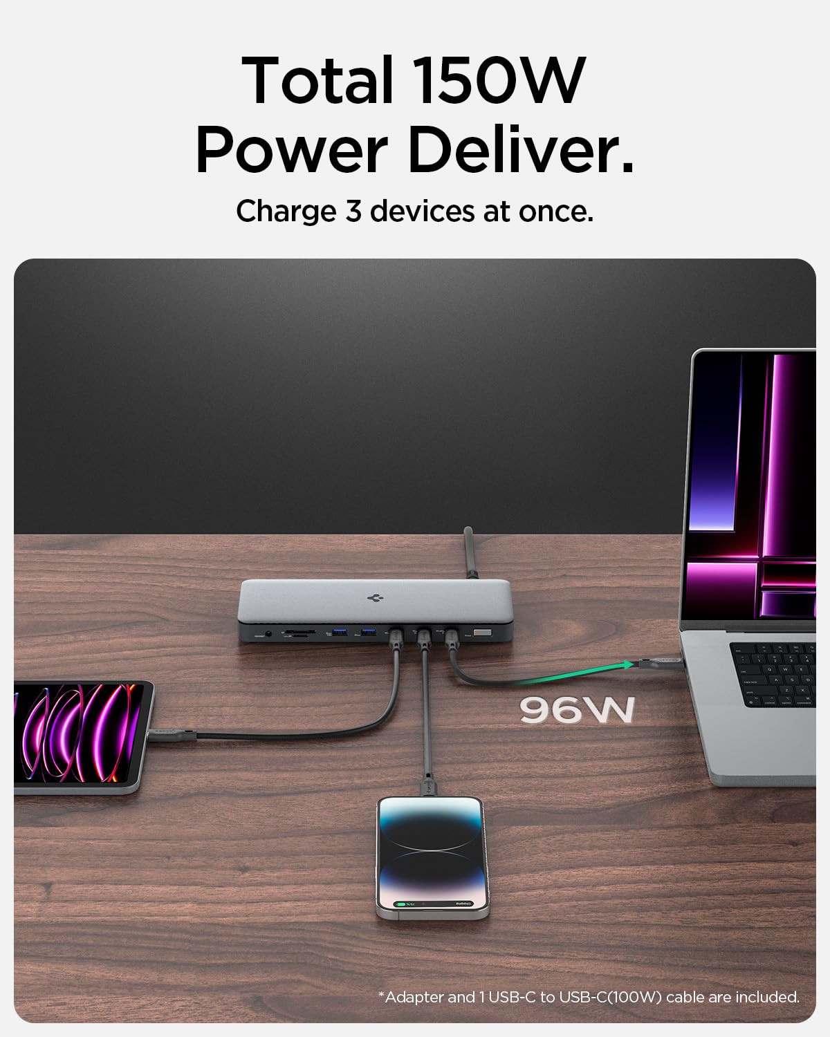 Spigen Arcdock Pro [14 In 1] 8K Thunderbolt 4 Docking Station, Triple Dual Monitor Hub 4K Hdmi Dp Dock Usb4 96W Micro/Sd 4.0 Ethernet For Macbook Pro/M3/M2/Air Windows[Usb C Cable, Adaptor Included]