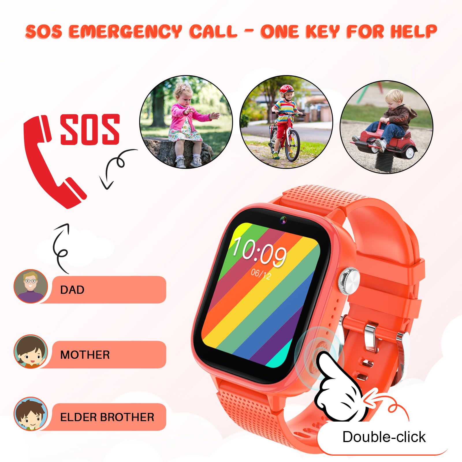 Okyuk 4G Smartwatch, Kids Watch For Kids With Sim Card, 47 Exciting Games, Two Way Calling Feature, Sos Emergency Call Button Id
