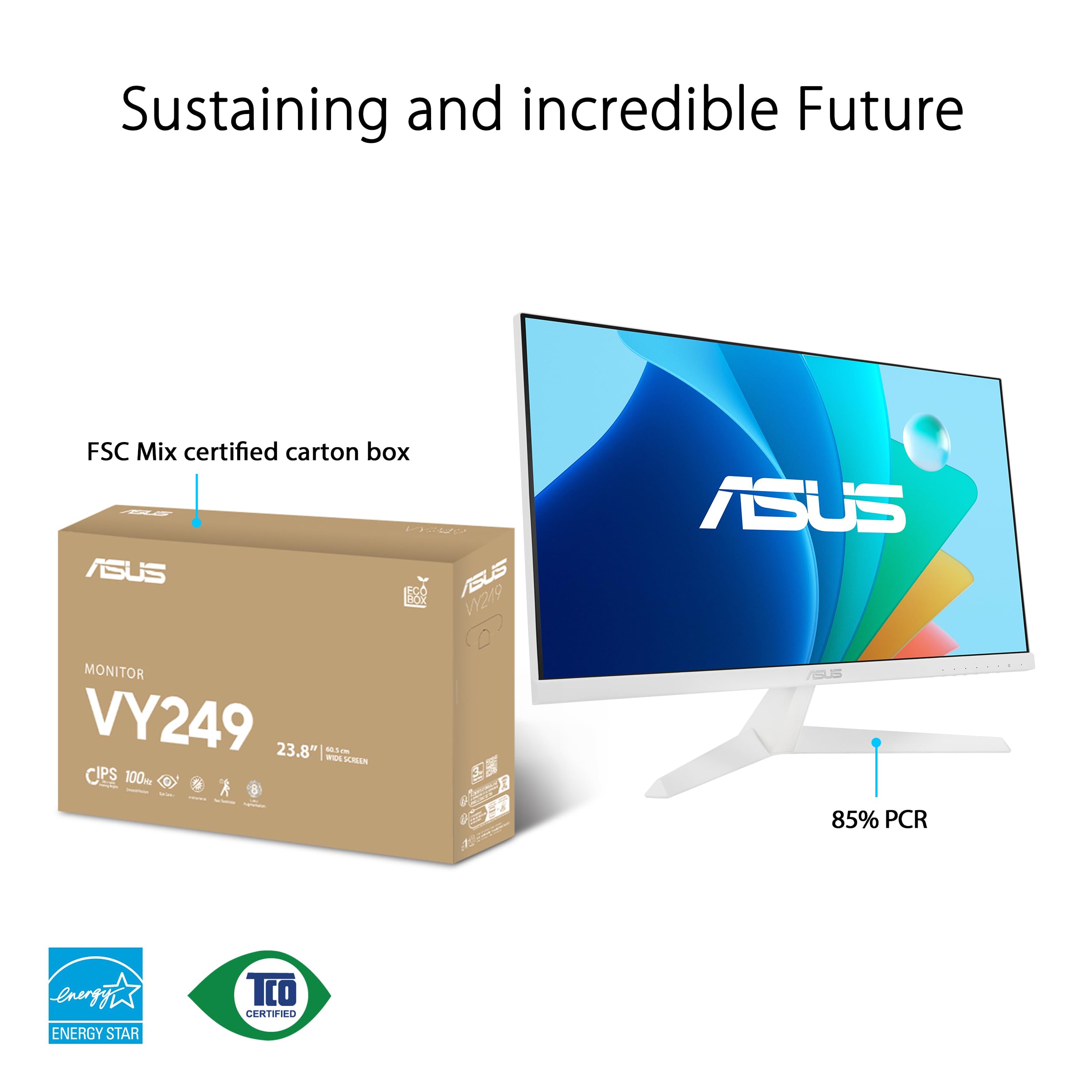Asus Eye Care 23.8    1080P Gaming Monitor (Vy249Hf W)   Full Hd, Ips, 100Hz, Ips, Smoothmotion, 1Ms, Adaptive Sync, Eye Care Pl