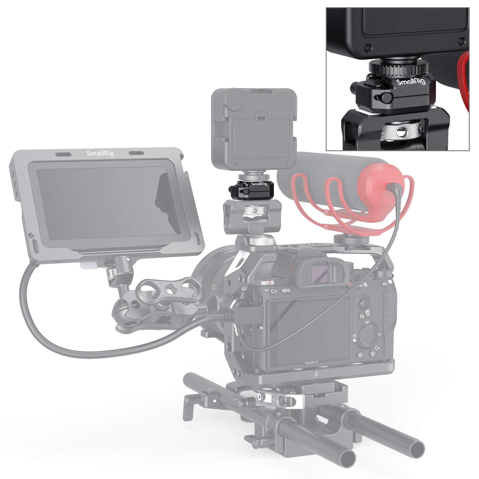 Smallrig Universal Cold Shoe Mount, Multi-Functional Shoe Adapter With Safety Release, For Dslr Camera Rig Microphone Led Light