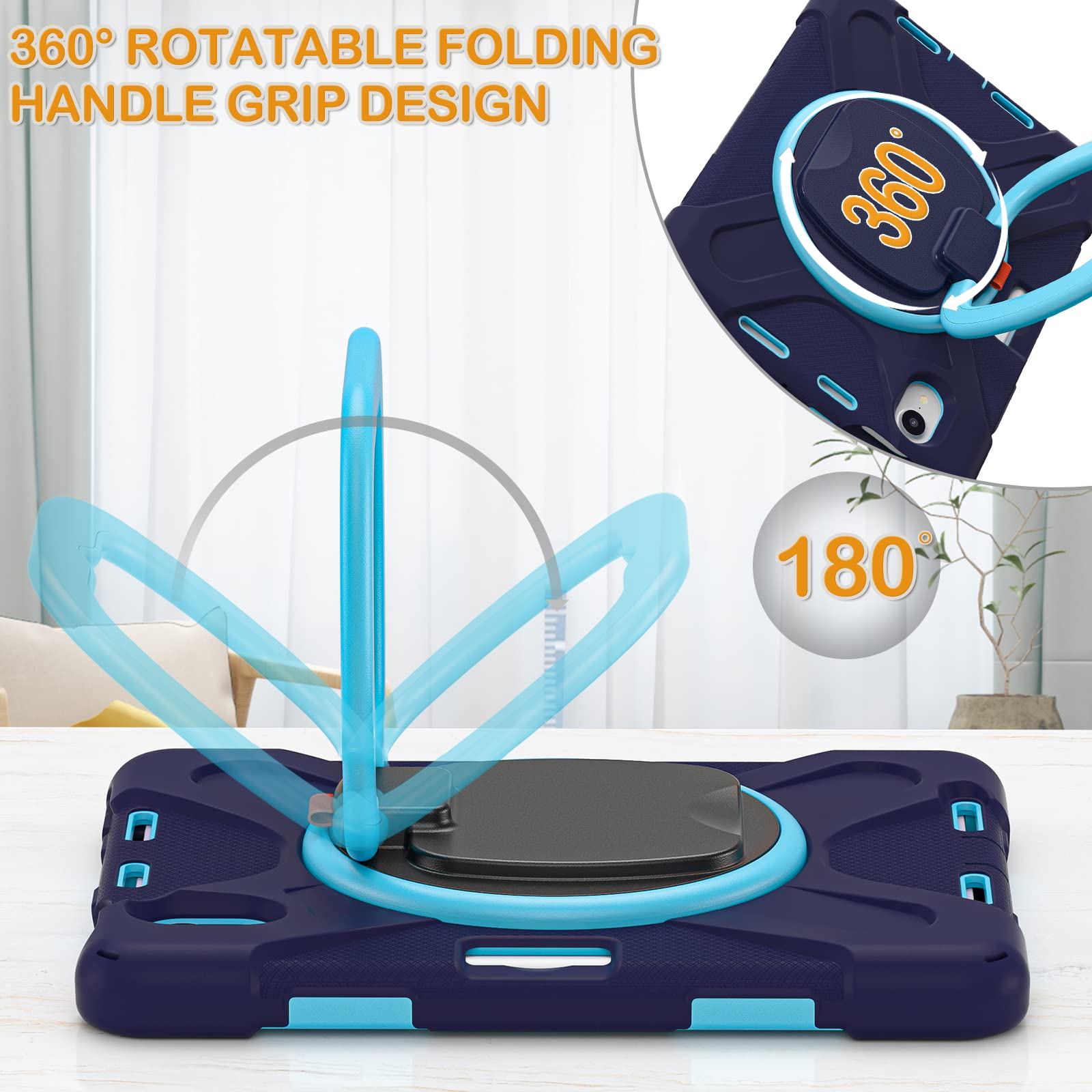 Braecn For Ipad Mini 6 2021 Case With Screen Protector  Protective Silicone Rugged Cover With Pencil Holder, Handle Grip, Should