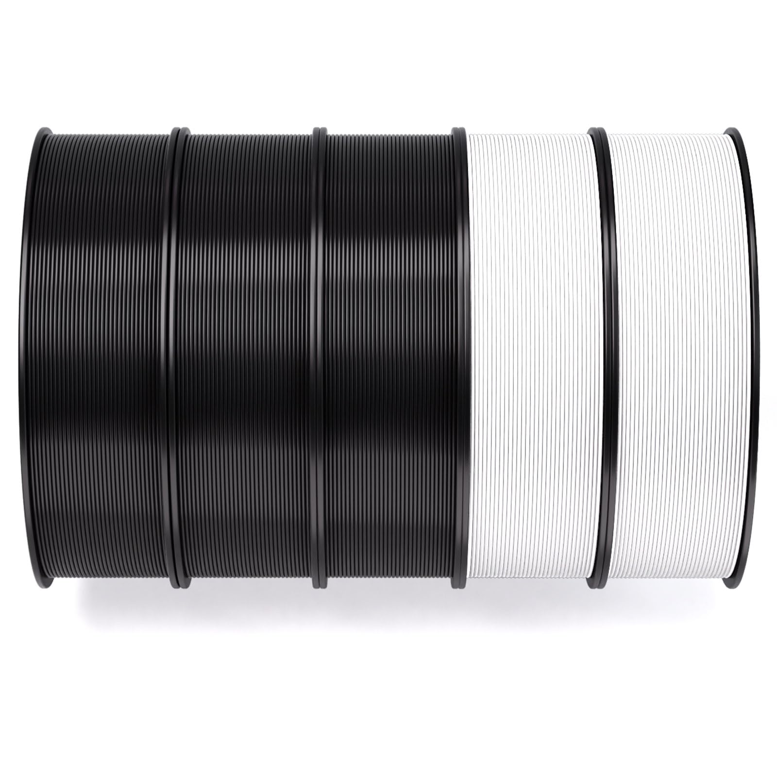 IEMAI PETG Filament 1.75mm Bundle 5kg, Black+White 5Pack (1kg/Spool) 3D Printer Filament 30-300mm/s Printing Compatible with Bam