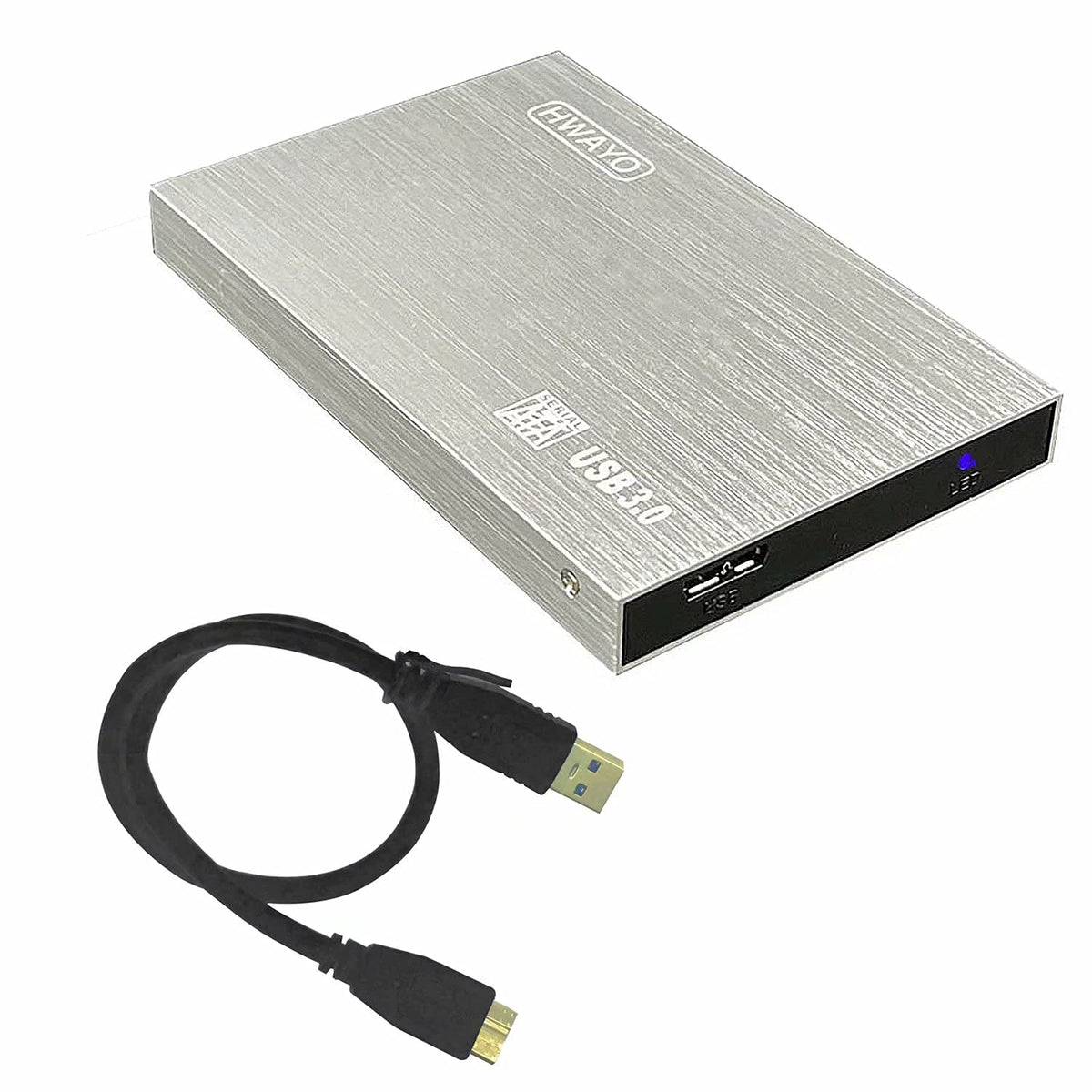 Hwayo 2.5'' Hdd 500Gb Ultra Slim Portable External Hard Drive Usb3.0 Storage For Xbox One Console, Pc, Laptop, Macbook (Silver)