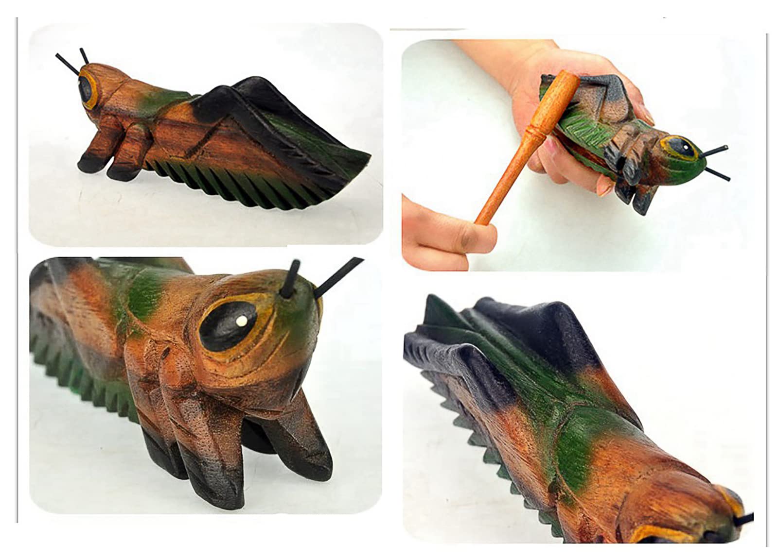 3.3 Wooden Cricket Guiro Rasp Instrument - Percussion Musical Tone Block Craft