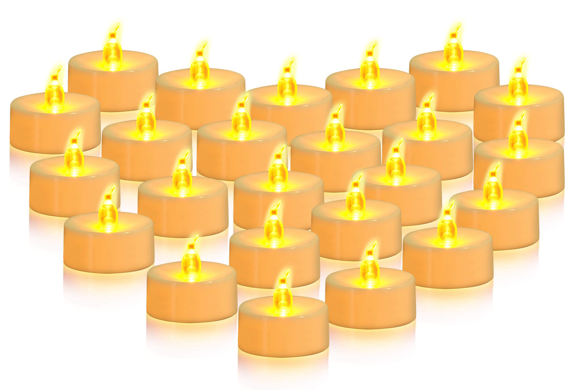 Josu Led Tea Lights Candles [24 Pack] Flameless Candles, Realistic Battery Operated Candles, Flickering Bright Tealights With Wa