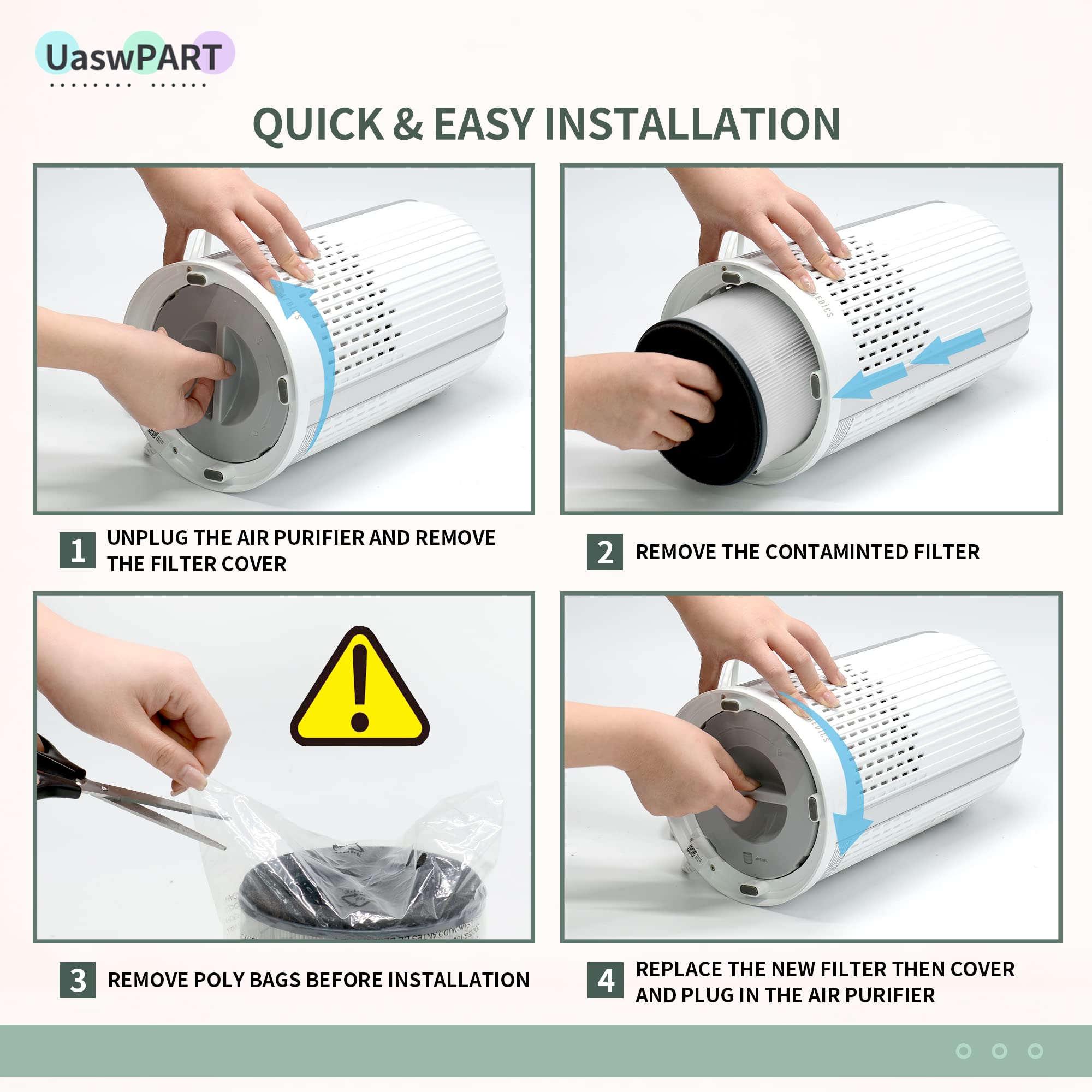 Uaswpart Ap T10Fl Replacement Filter Compatible With Homedics Air Pu Rifier Filter Replacement For Ap T10 Wt Ap T10 Bk Totalclea