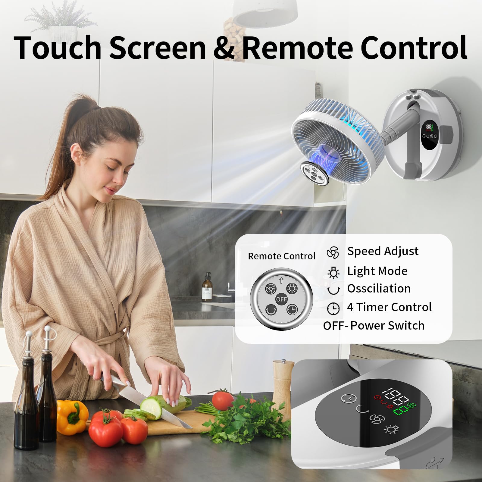 Socool 20000Mah 8 Portable Fan Battery Operated Fans, Oscillating Charging Fan, Remote Control Led Light, 112 Hours Working Port