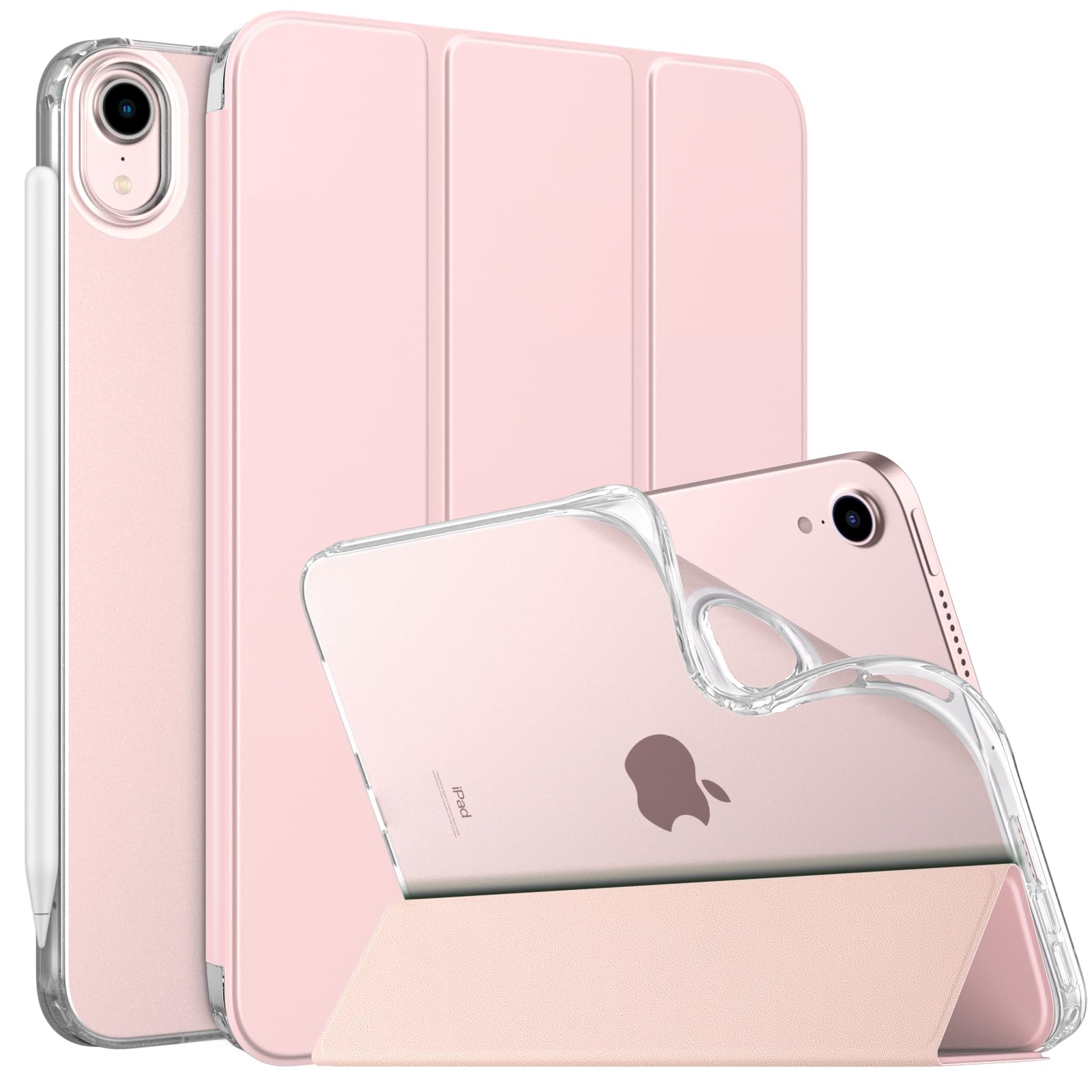MoKo Case Fit New iPad Mini 7 (A17 Pro) 2024, iPad Mini 6th Generation Case 2021 (8.3 inch), iPad Mini 6 Case, Soft TPU Translucent Frosted Back Cover Case for iPad Mini 7th, Light Pink
