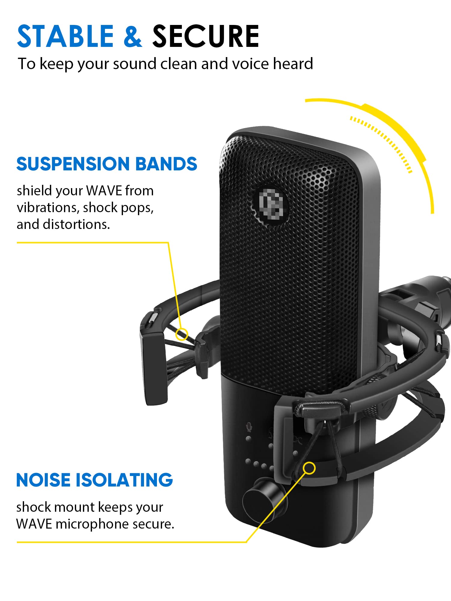 Borenbuir Wave Shock Mount, [Custom Built For Wave Mic] Anti Vibration Suspension Shock Mount Holder Clip Compatible With Elgato